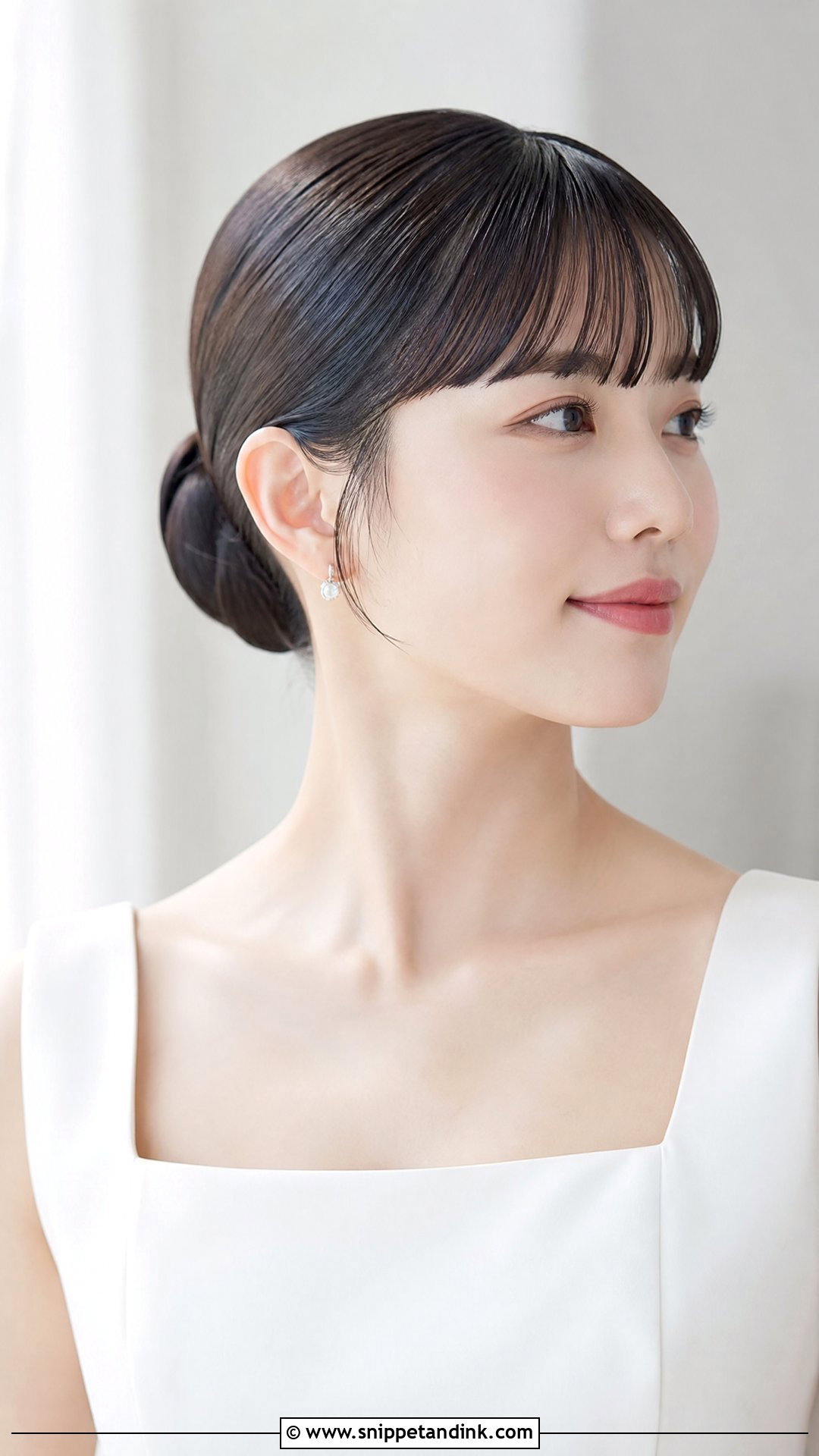 Bridal Sleek Bun With Bangs - Snippet and Ink - 15 Bridal Hairstyles Bangs