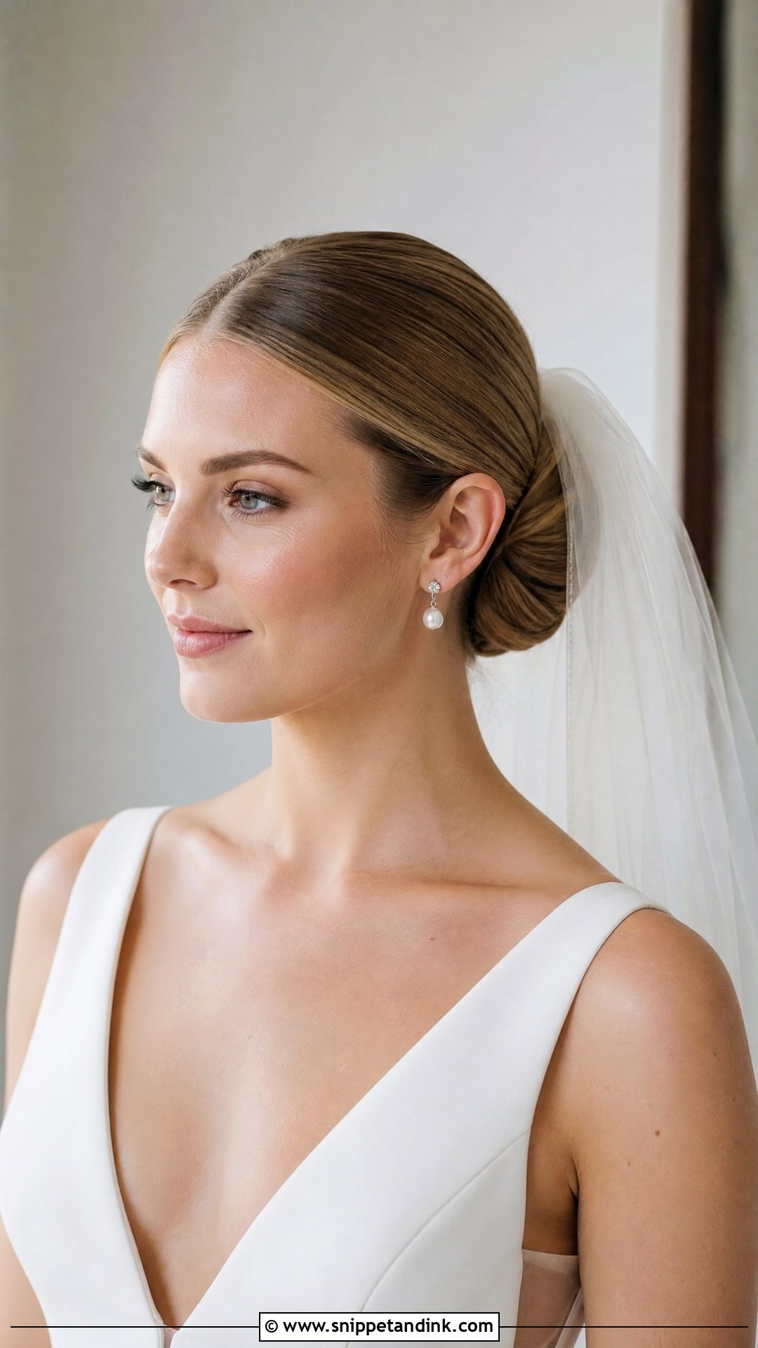 Bridal Sleek Bun With Middle Part - Snippet and Ink - 15 Front Hair Styles for Bride