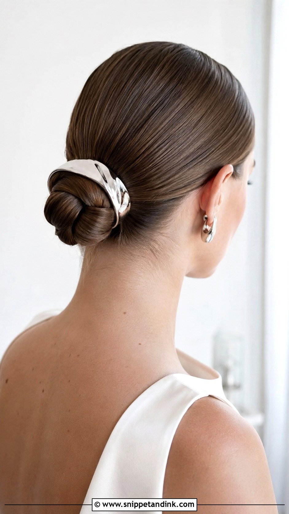 Bridal Sleek Bun With Modern Hair Cuff - Snippet and Ink - 15 Wedding Hair Accessories Headpieces