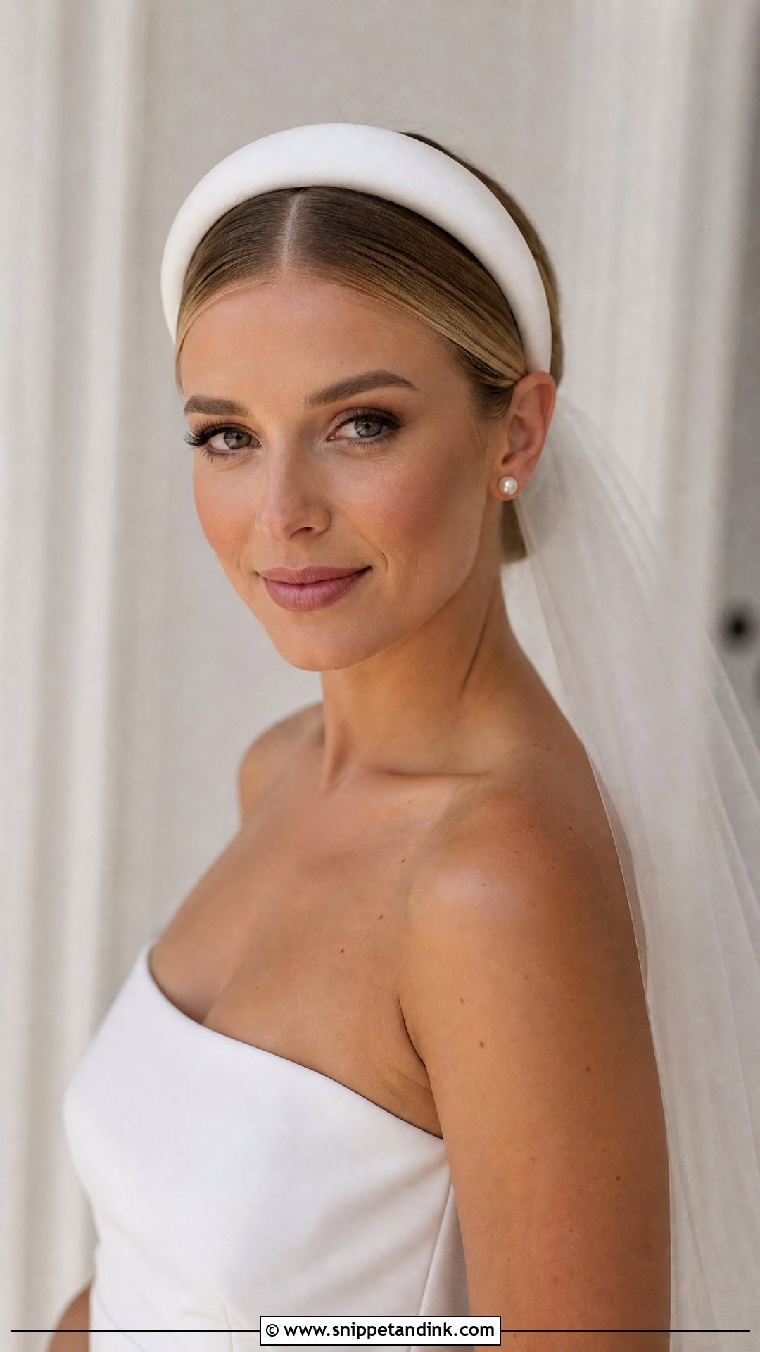 Bridal Sleek Bun With Modern Headband - Snippet and Ink - 15 Bridal Hair with Hair Piece Ideas
