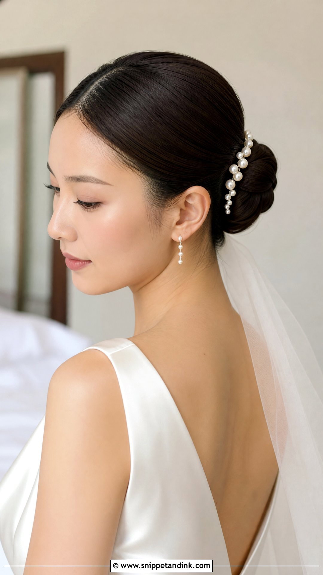 Bridal Sleek Bun With Pearl Hair Clip - Snippet and Ink - 15 Bride Hair Piece Accessories
