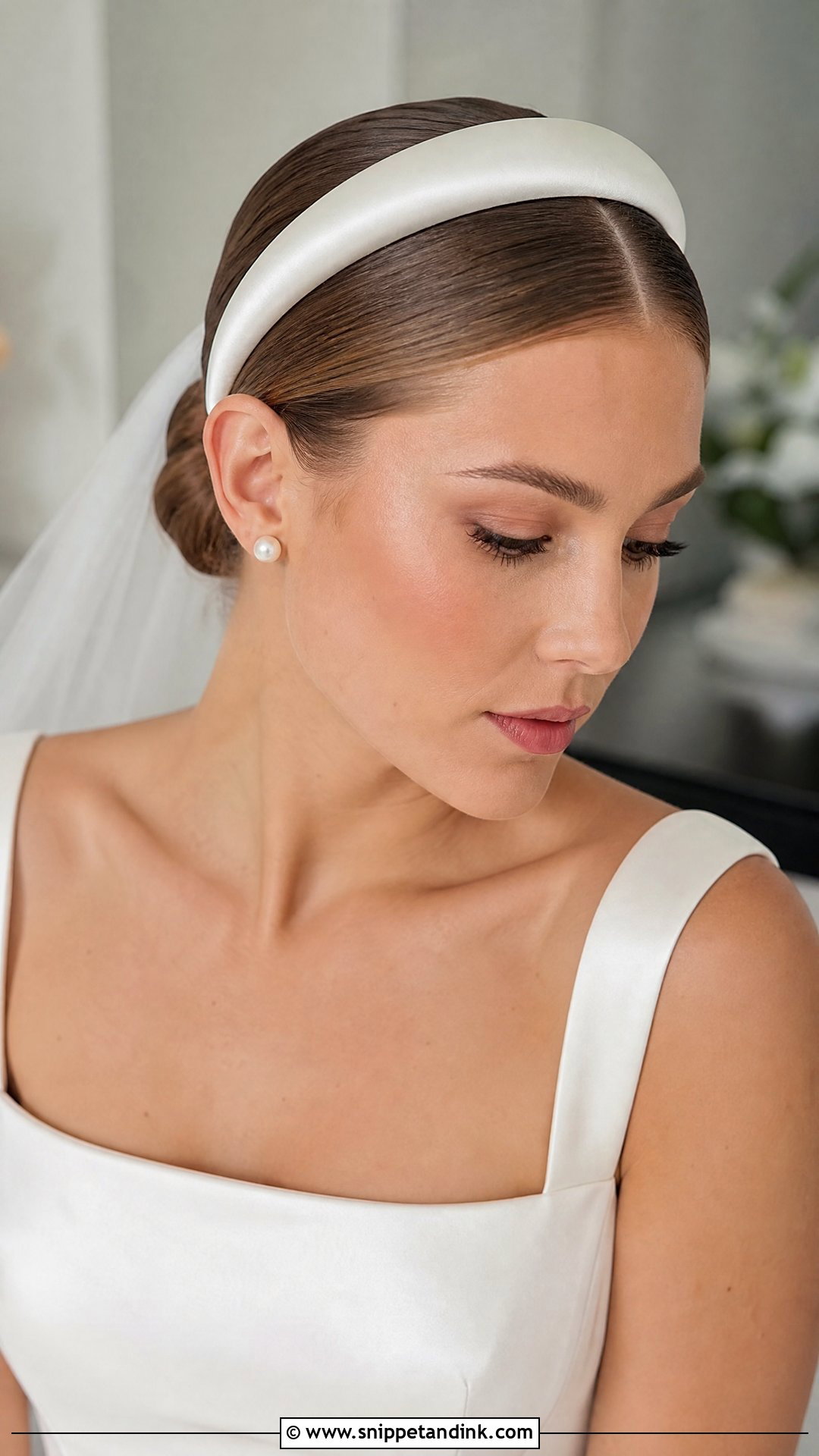 Bridal Sleek Bun With Satin Headband - Snippet and Ink - 15 Bridal Hairstyle with Headband Ideas