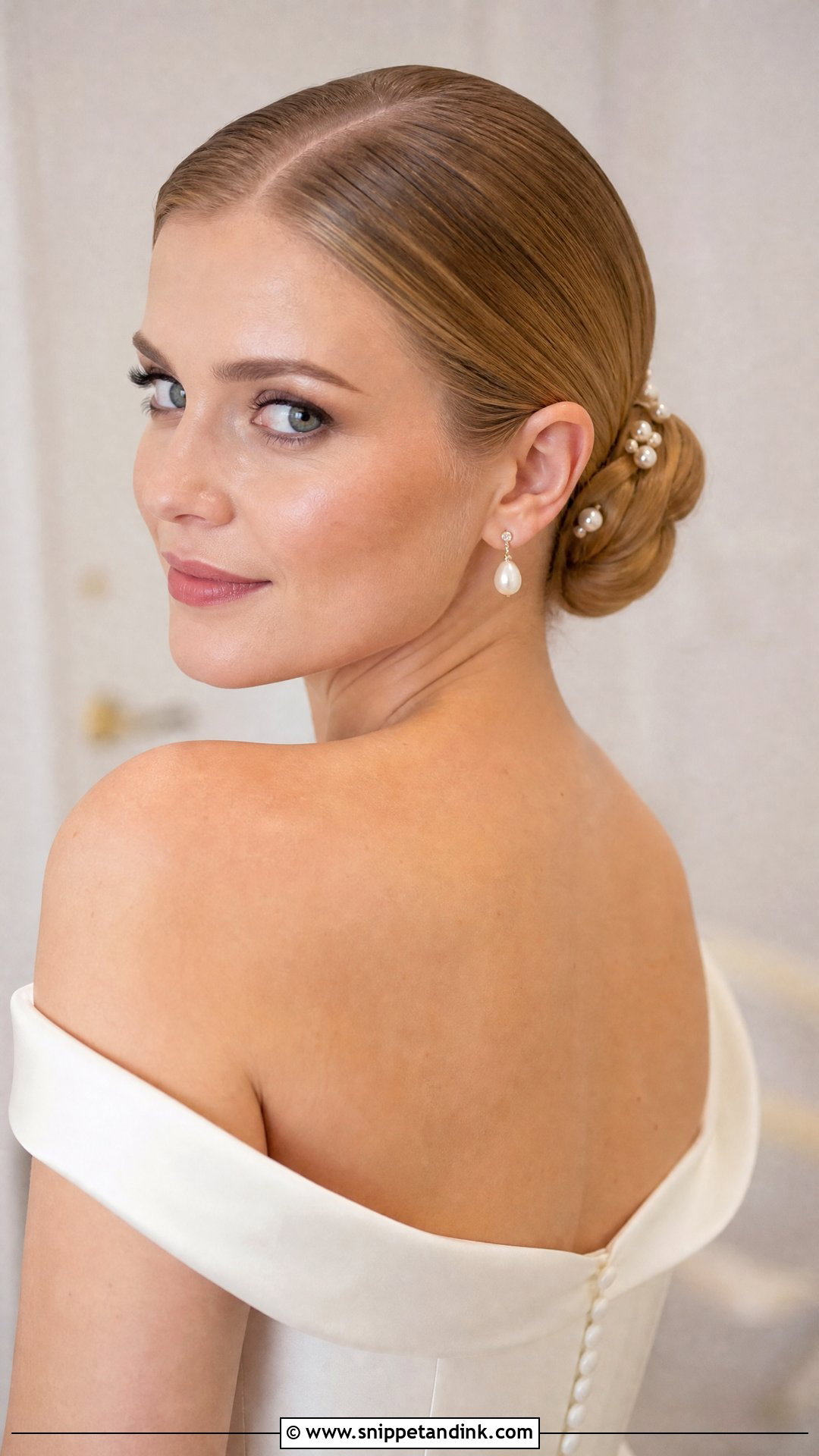 Bridal Slicked Side Low Bun - Snippet and Ink - 15 Bridal Hair Slicked Sides