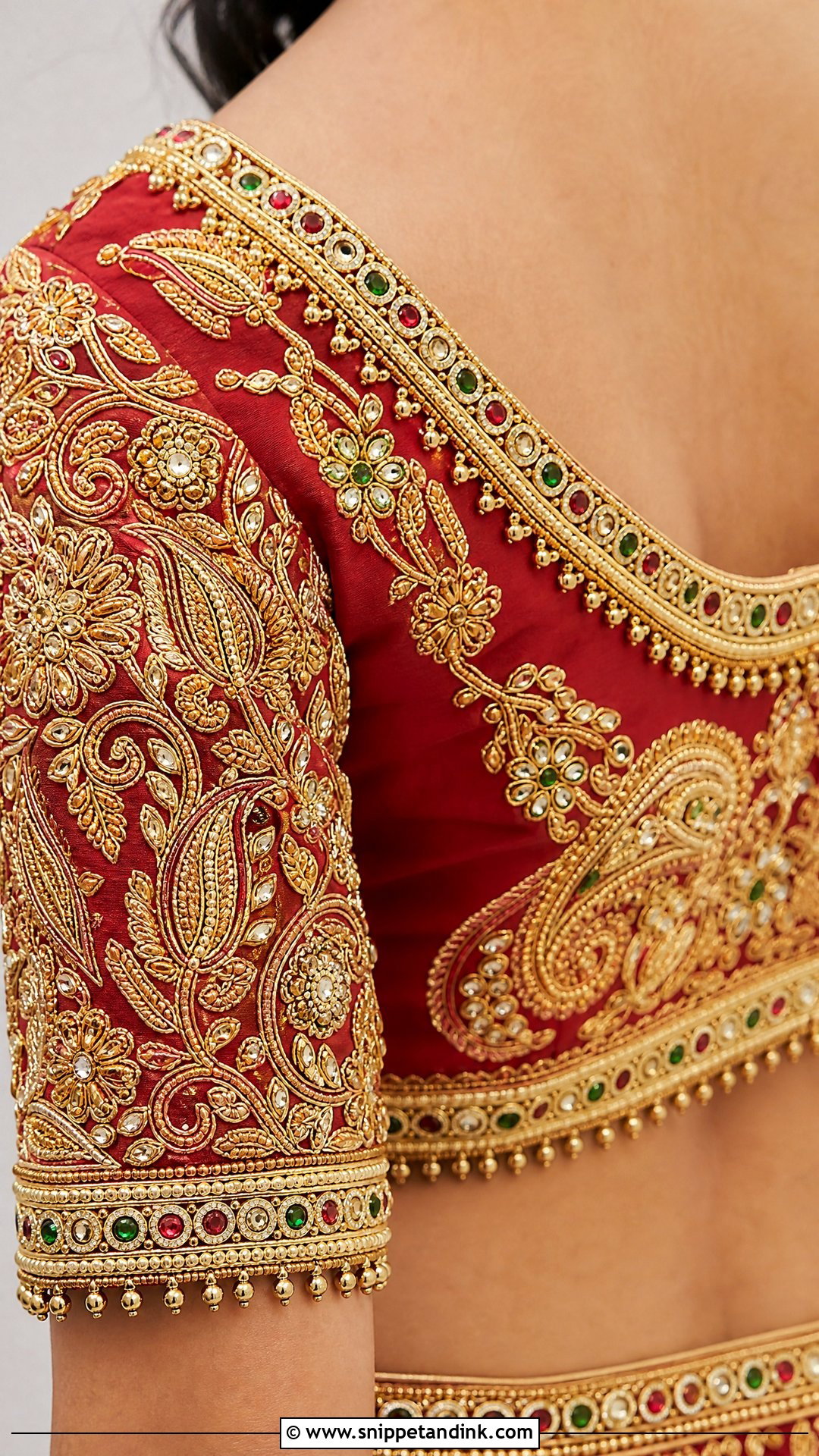 Bridal Stone Aari Work Blouse - Snippet and Ink - 25 Bridal Aari Work Ideas