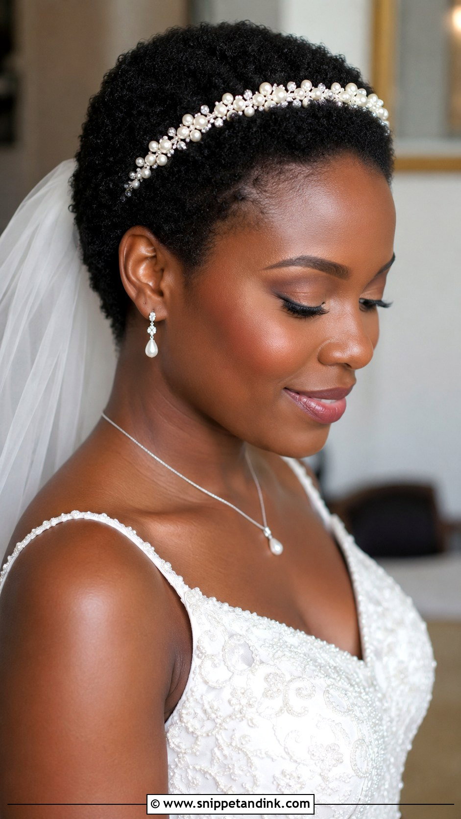 Bridal TWA Hairstyle - Snippet and Ink - 20 Black Hair Bridal Hairstyles