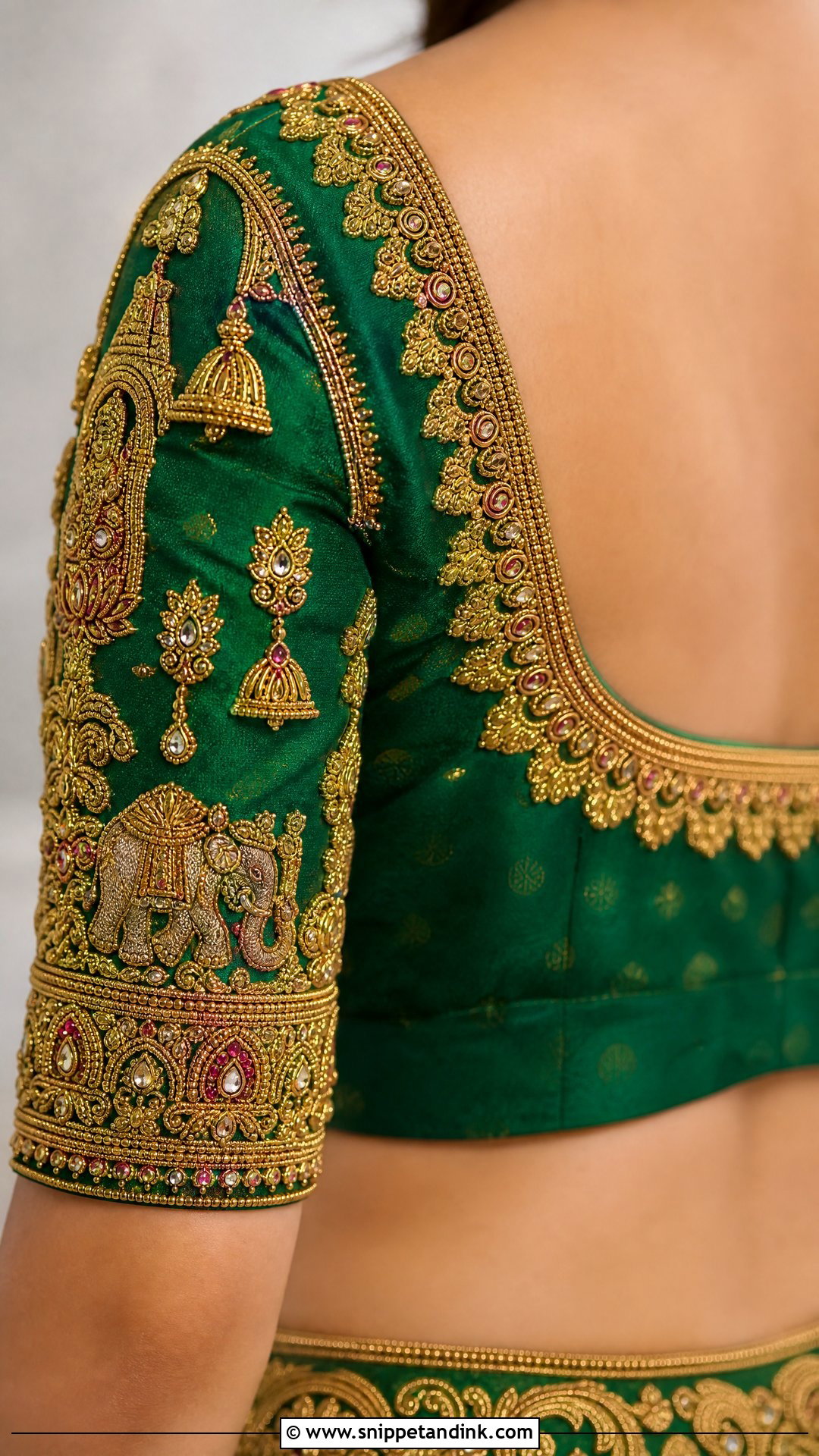 Bridal Temple Aari Work Blouse - Snippet and Ink - 25 Bridal Aari Work Ideas