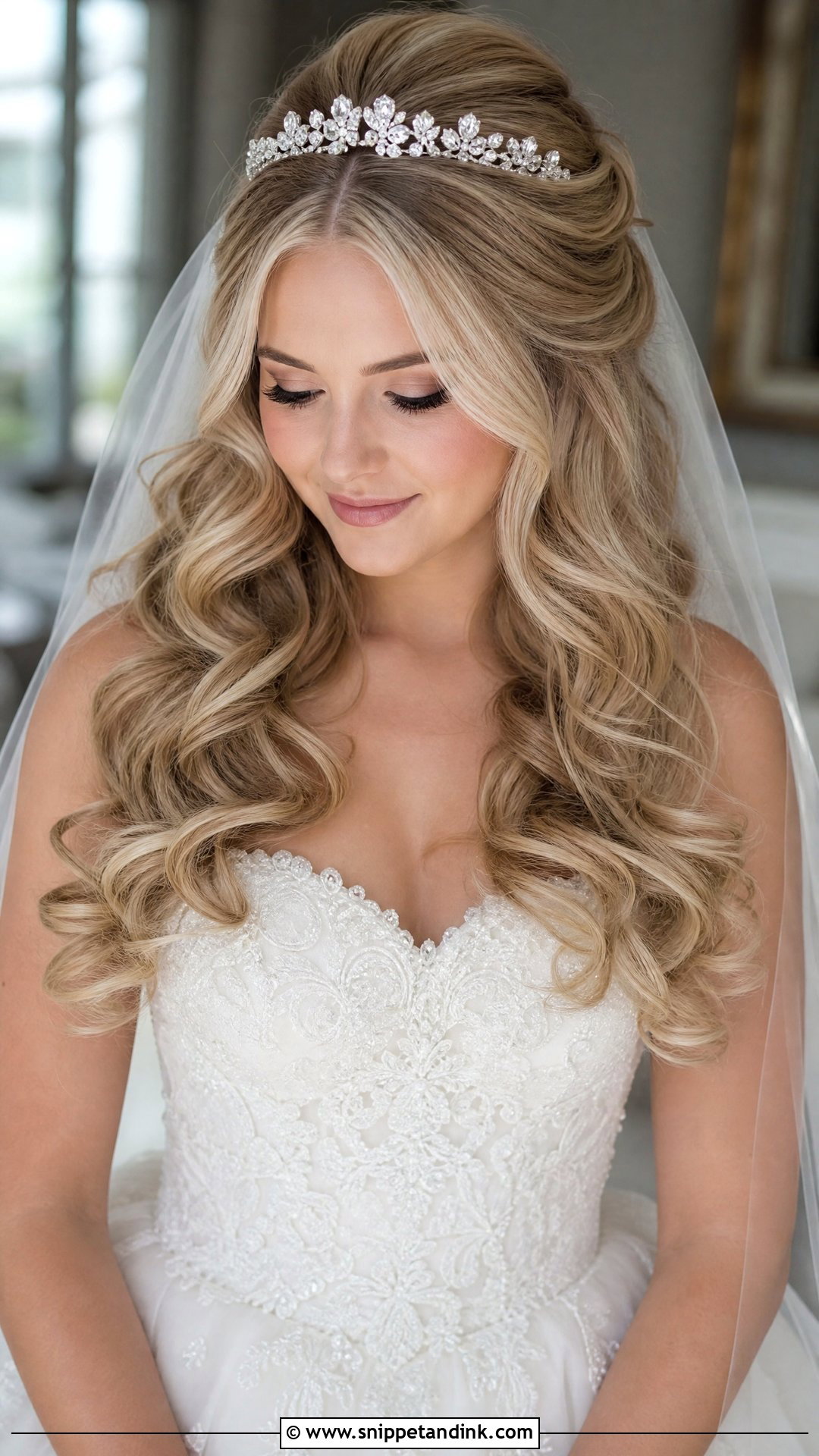Bridal Tiara With Hair Down - Snippet and Ink - 15 Bridal Headpieces Hair Down Ideas