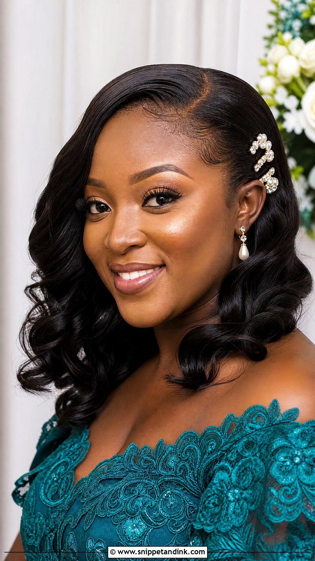 Bridal Train Side Part Waves - Snippet and Ink - 15 Bridal Train Hairstyles in Nigeria