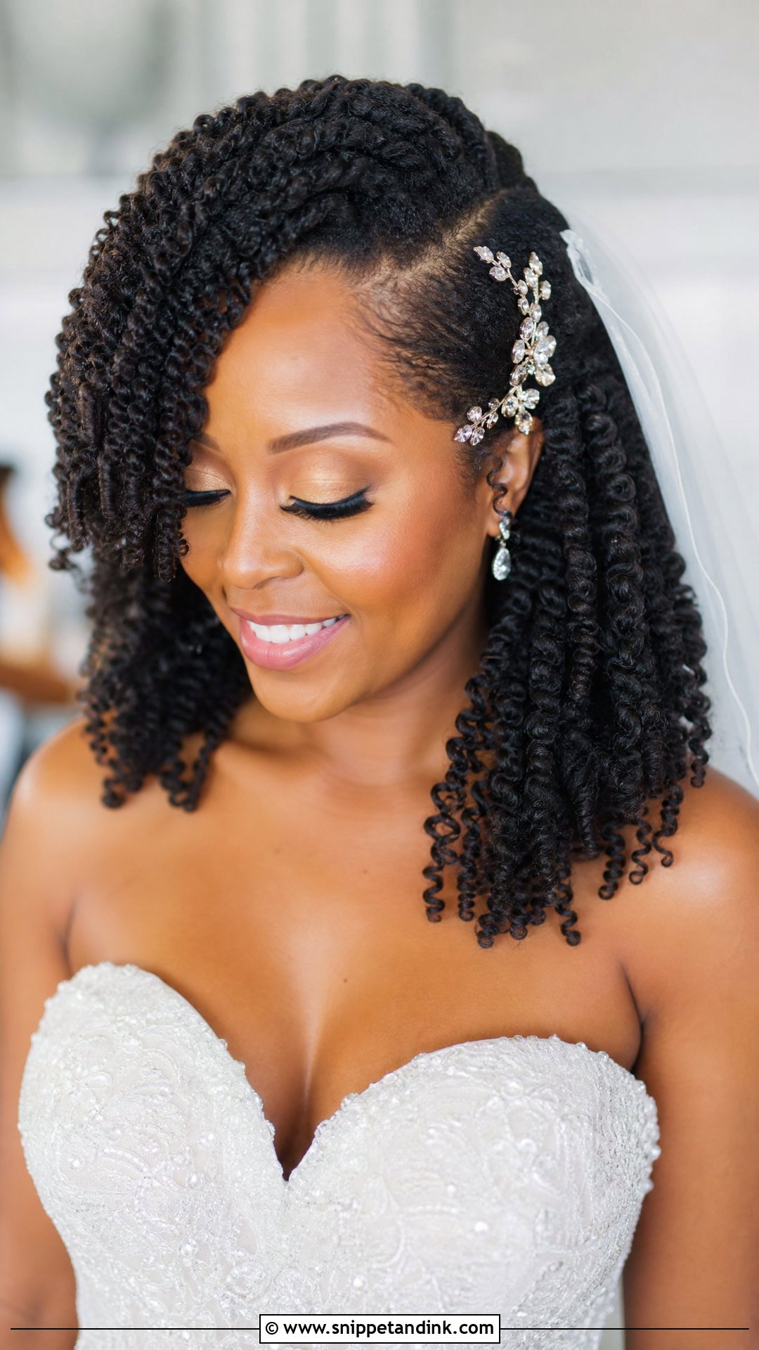 Bridal Twist Out With Side Part - Snippet and Ink - 20 Natural Wedding Hairstyles Black Bride