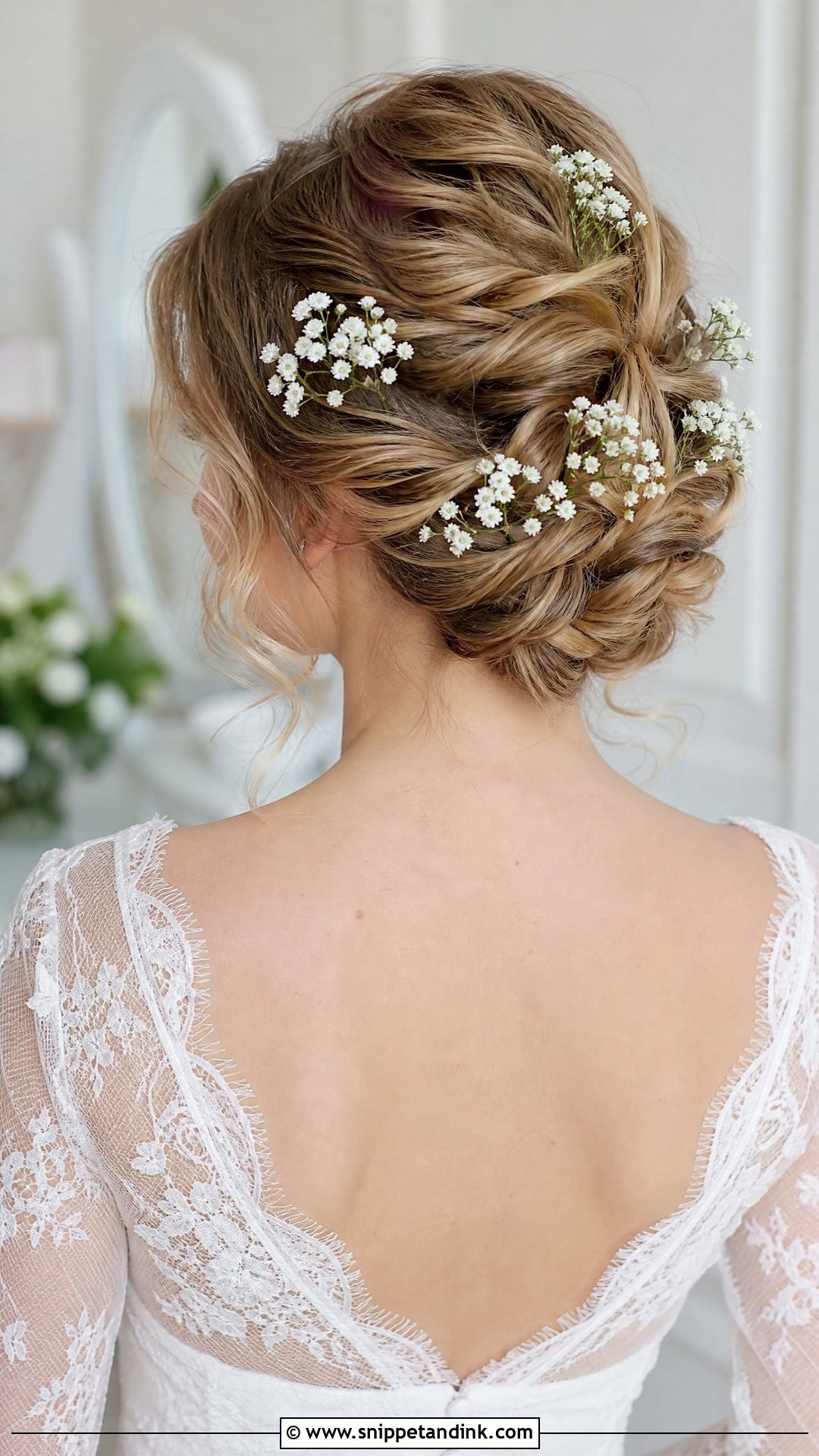 Bridal Updo With Babys Breath - Snippet and Ink - 15 Bridal Real Flower Hairstyle Ideas
