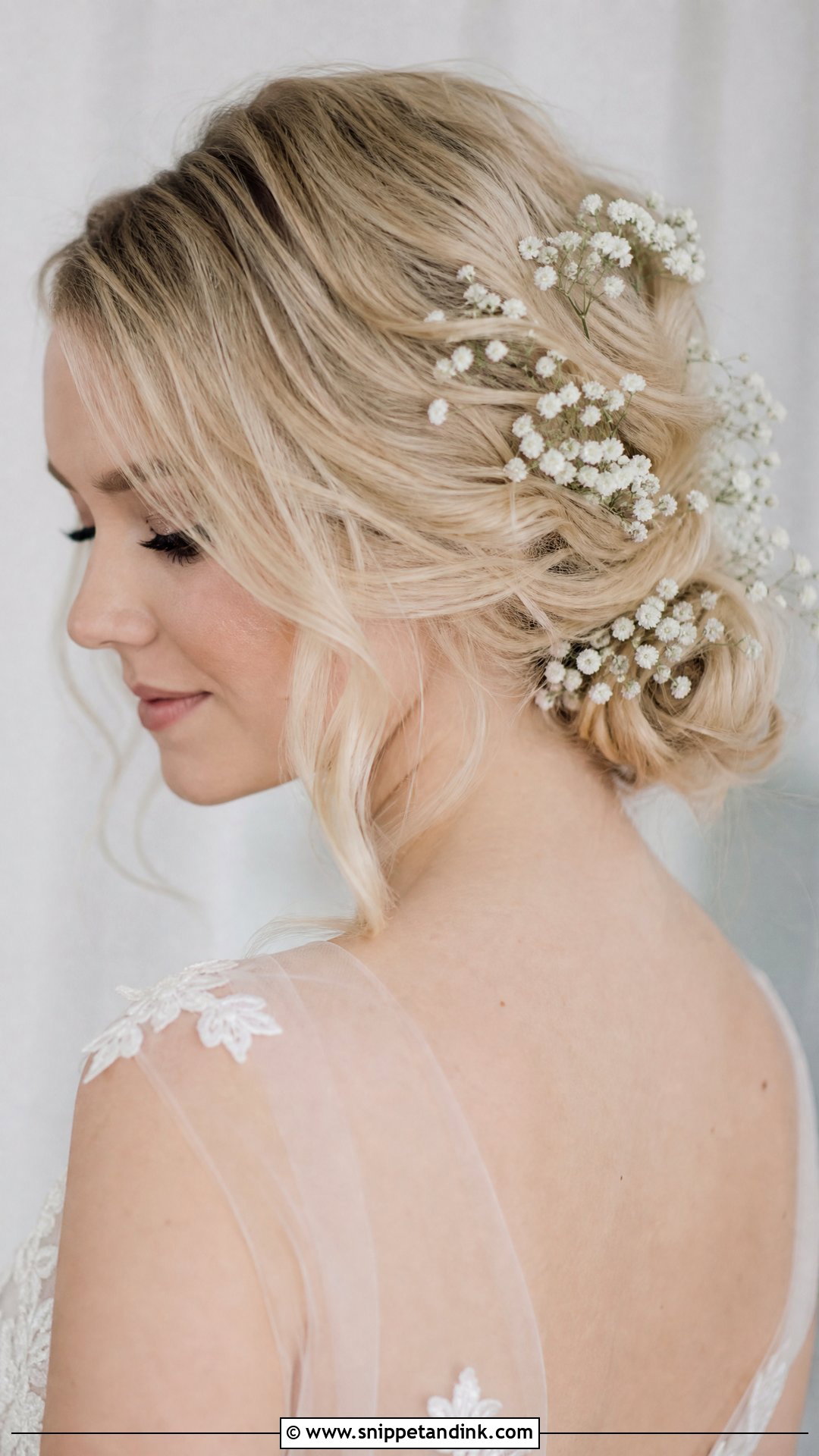 Bridal Updo With Babys Breath - Snippet and Ink - 15 Bridal Updo with Flowers Ideas