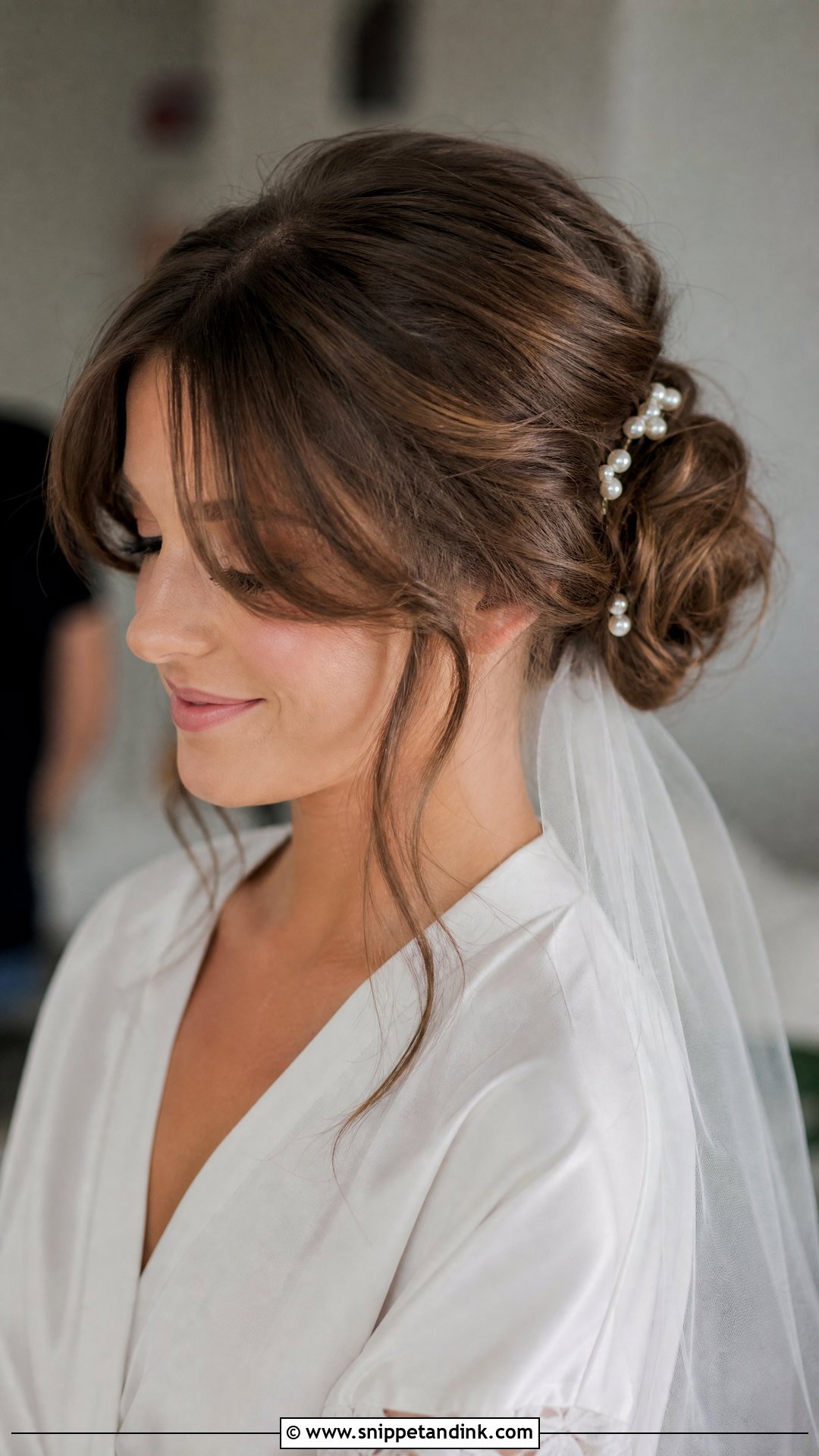 Bridal Updo With Curtain Bangs - Snippet and Ink - 15 Bridal Hairstyles for Big Foreheads