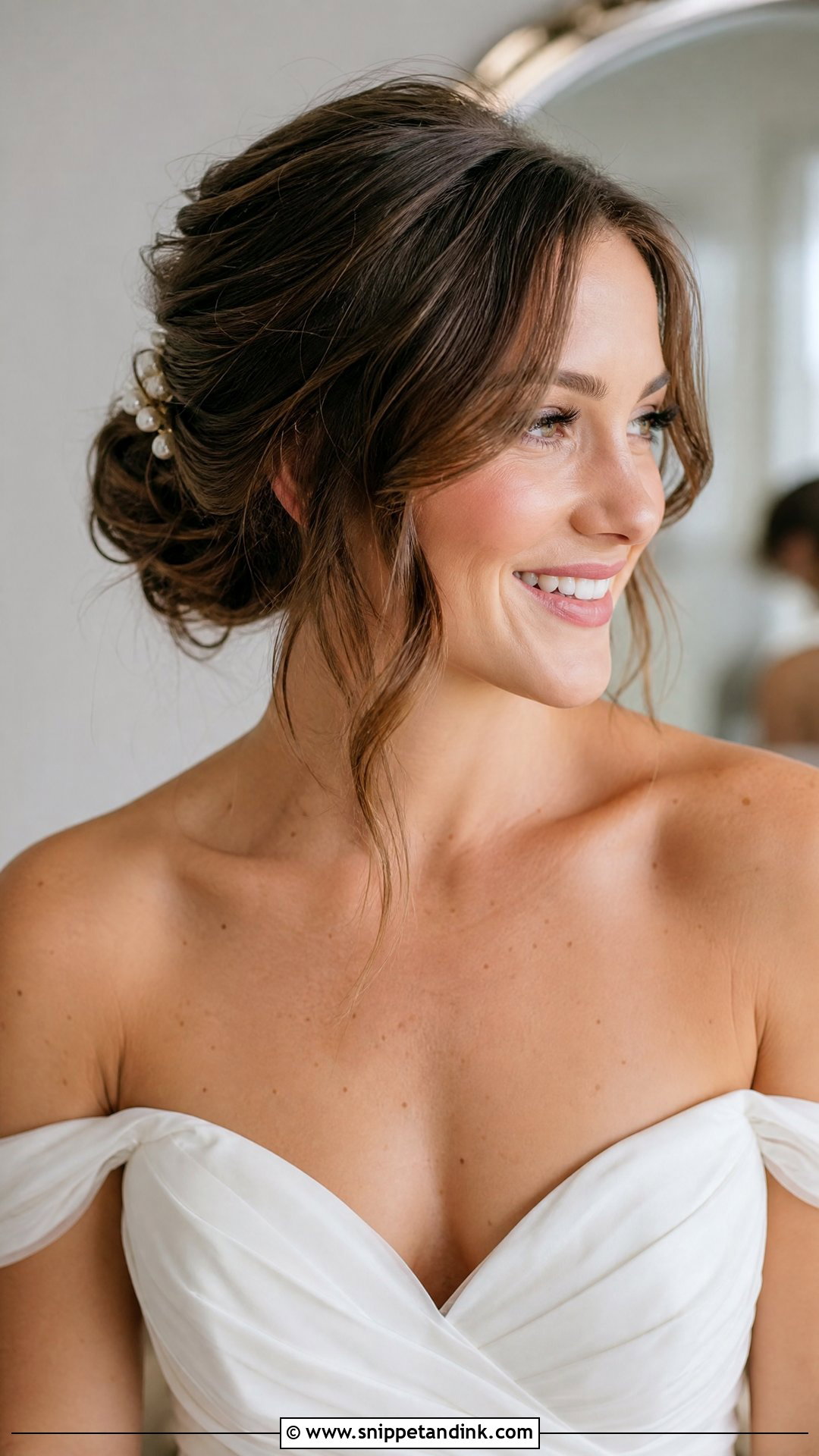 Bridal Updo With Curtain Bangs - Snippet and Ink - 15 Bride Hairstyles Bangs