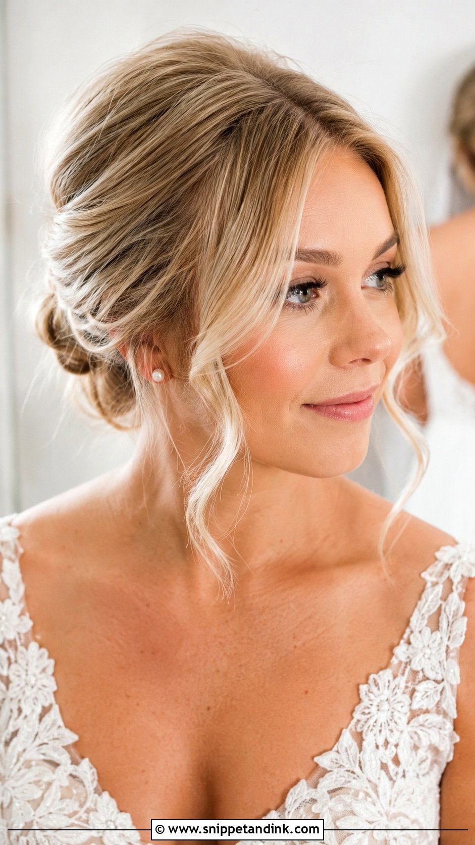 Bridal Updo With Curtain Bangs - Snippet and Ink - 15 Hair Up Bridal Styles