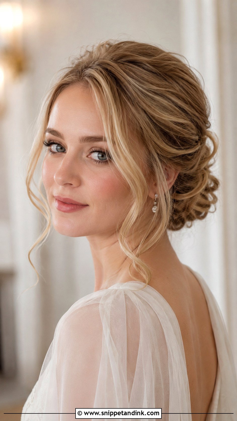 Bridal Updo With Face Framing Pieces - Snippet and Ink - 15 Modern Bridal Updo Ideas