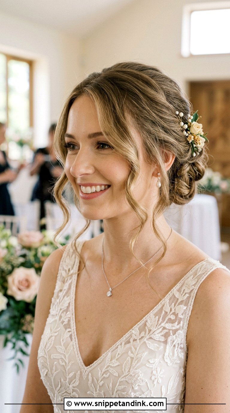 Bridal Updo With Face Framing Tendrils - Snippet and Ink - 20 Bridal Hairstyles Front View