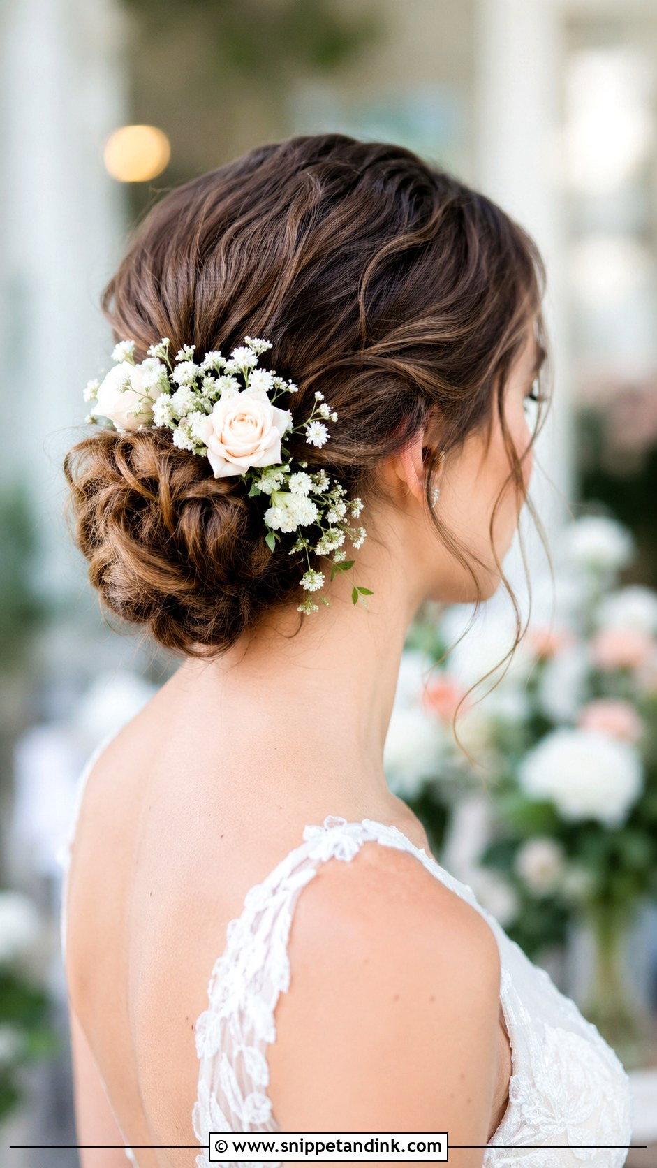 Bridal Updo With Fresh Flowers - Snippet and Ink - 30 Timeless Bridal Hair Ideas