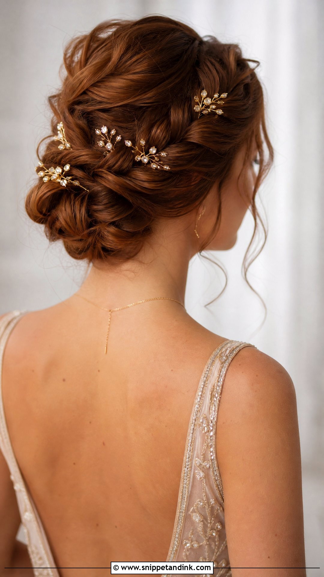 Bridal Updo With Gold Hair Pins - Snippet and Ink - 15 Bride Hair Pins