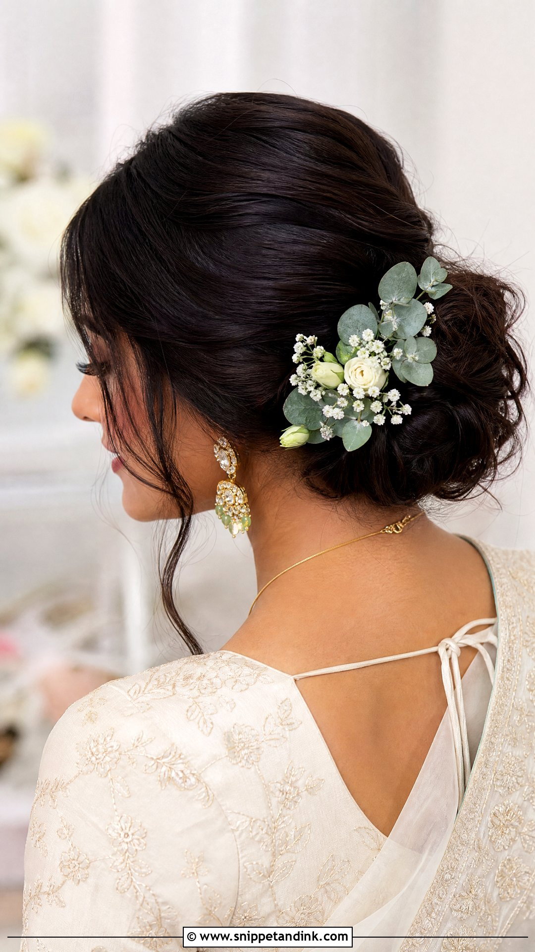 Bridal Updo With Greenery And Flowers - Snippet and Ink - 15 Bridal Updo with Flowers Ideas