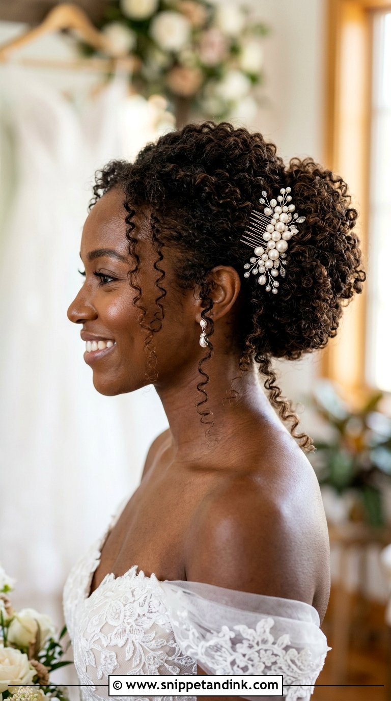 Bridal Updo With Natural Curls - Snippet and Ink - 20 Bridal Hairstyles for Black Women