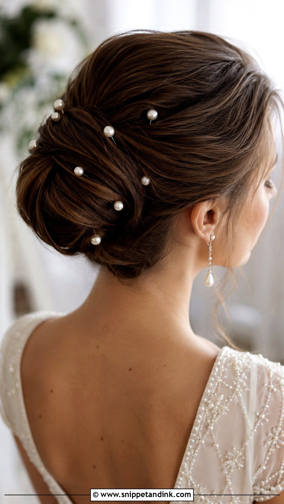 Bridal Updo With Pearl Accessories - Snippet and Ink - 20 Pulled Back Wedding Hair Ideas