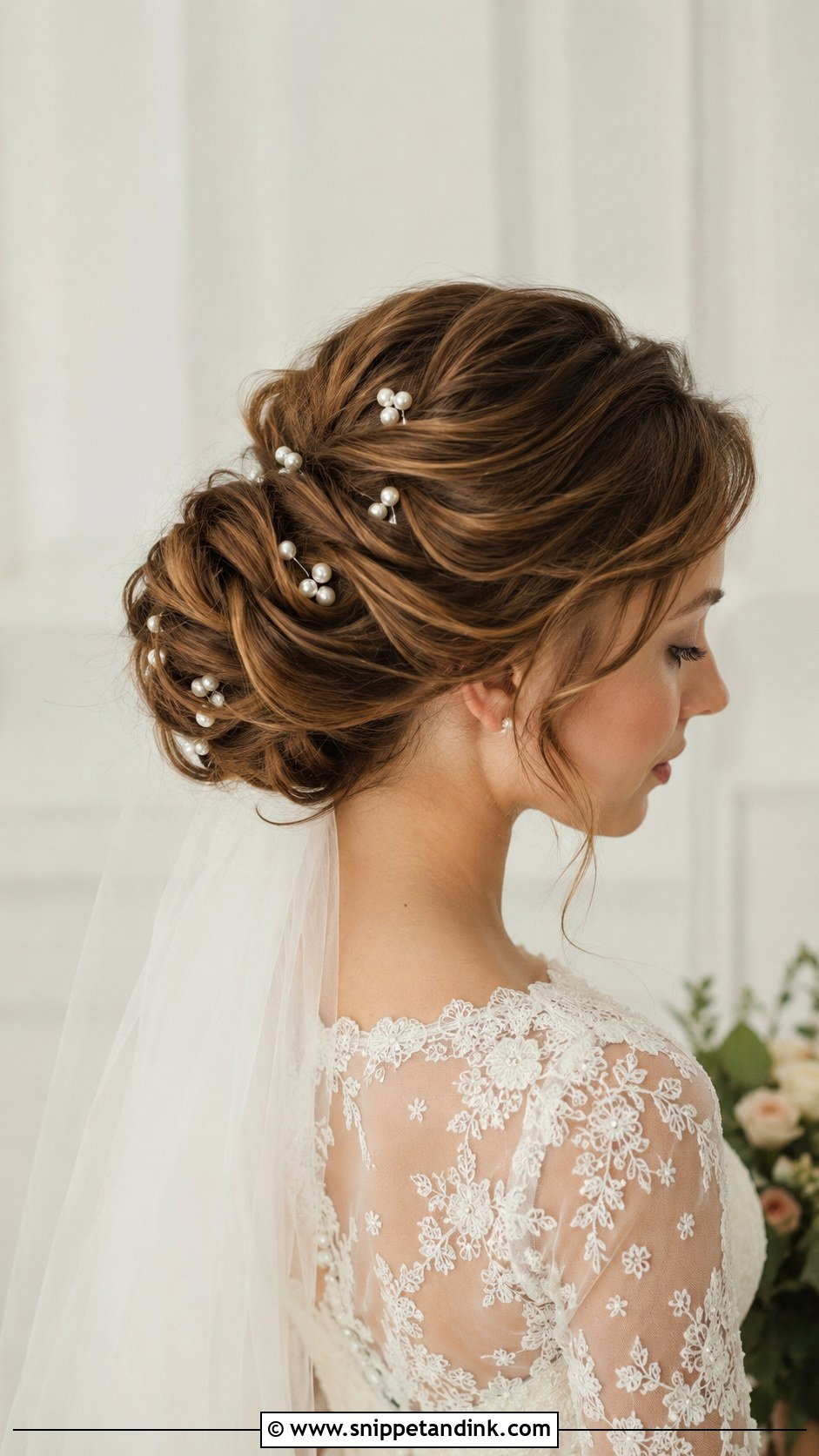 Bridal Updo With Pearl Pins - Snippet and Ink - 20 Glamorous Wedding Hair Ideas