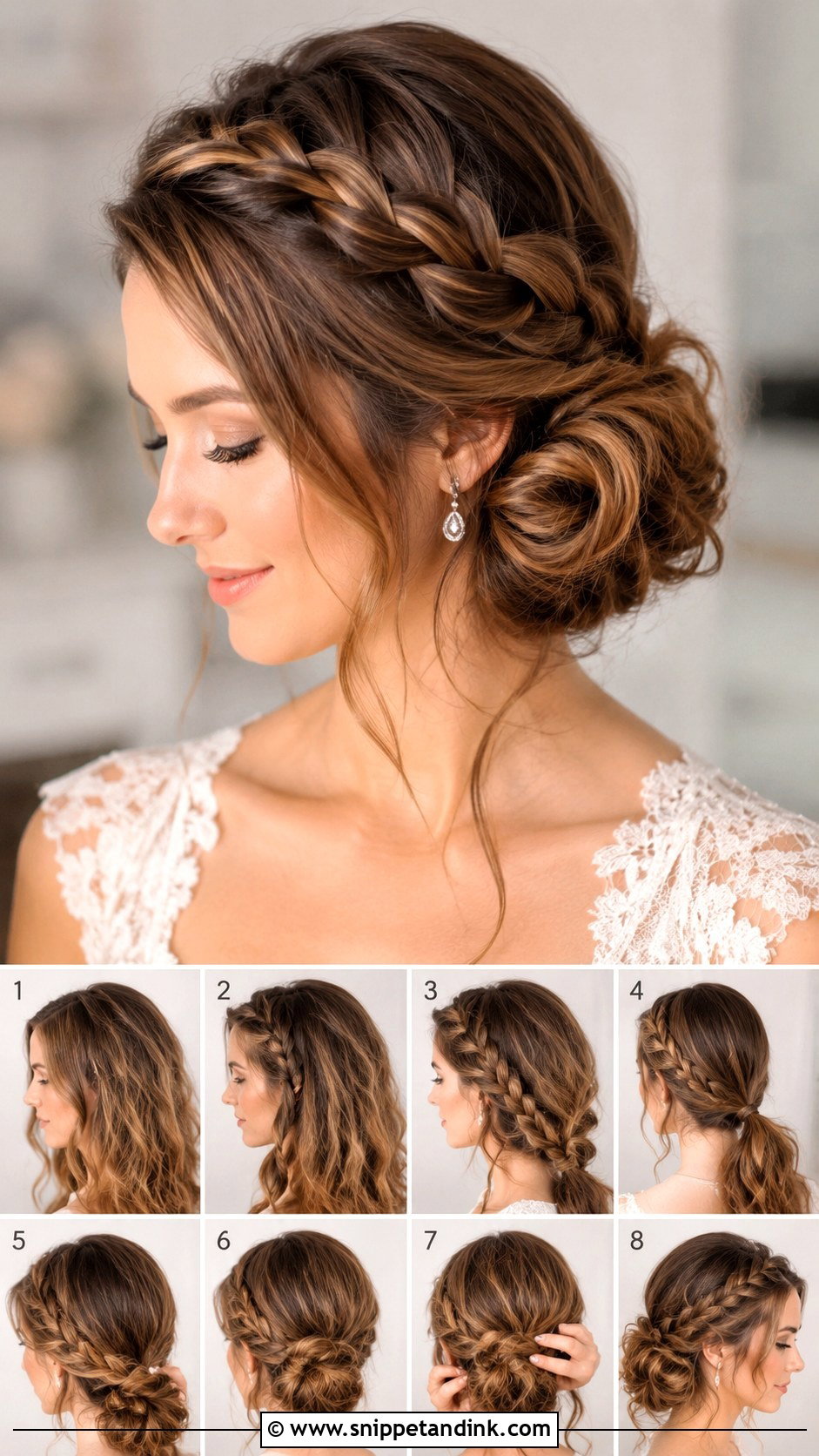 Bridal Updo With Side Braid Tutorial - Snippet and Ink - 20 Bridal Updo Tutorial Ideas