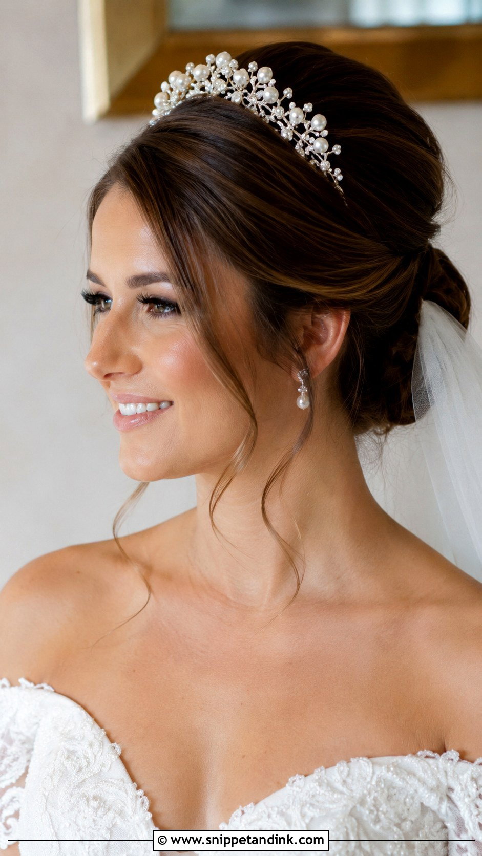 Bridal Updo With Side Tendrils - Snippet and Ink - 25 Wedding Tiara Hairstyles