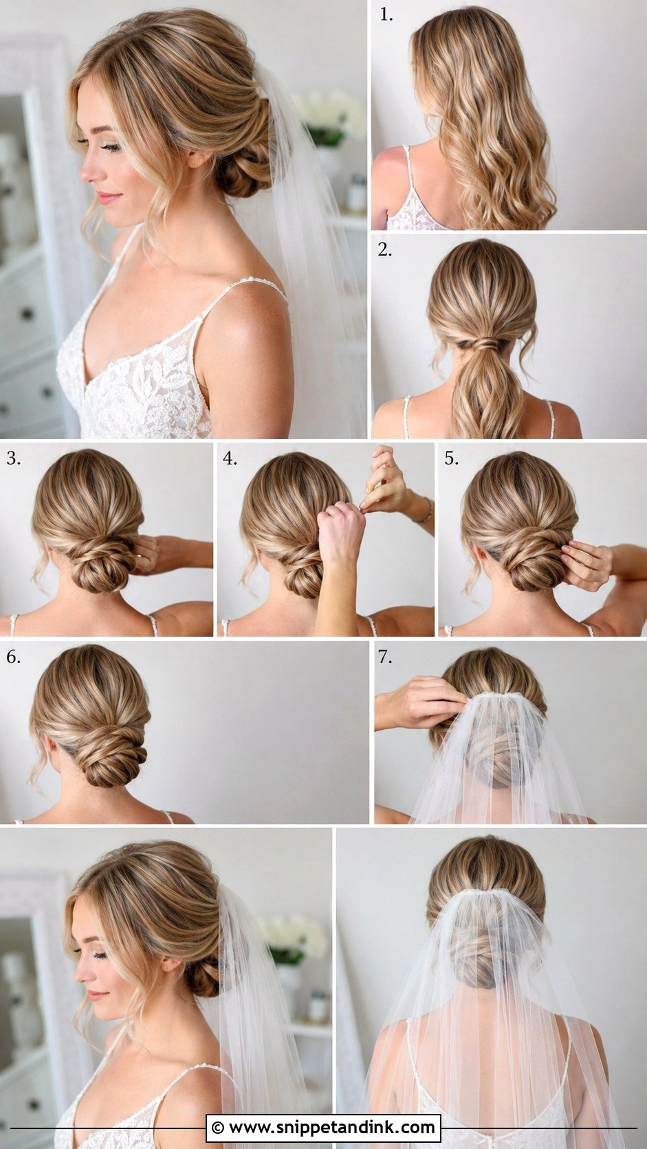 Bridal Updo With Veil Tutorial - Snippet and Ink - 20 Bridal Updo Tutorial Ideas
