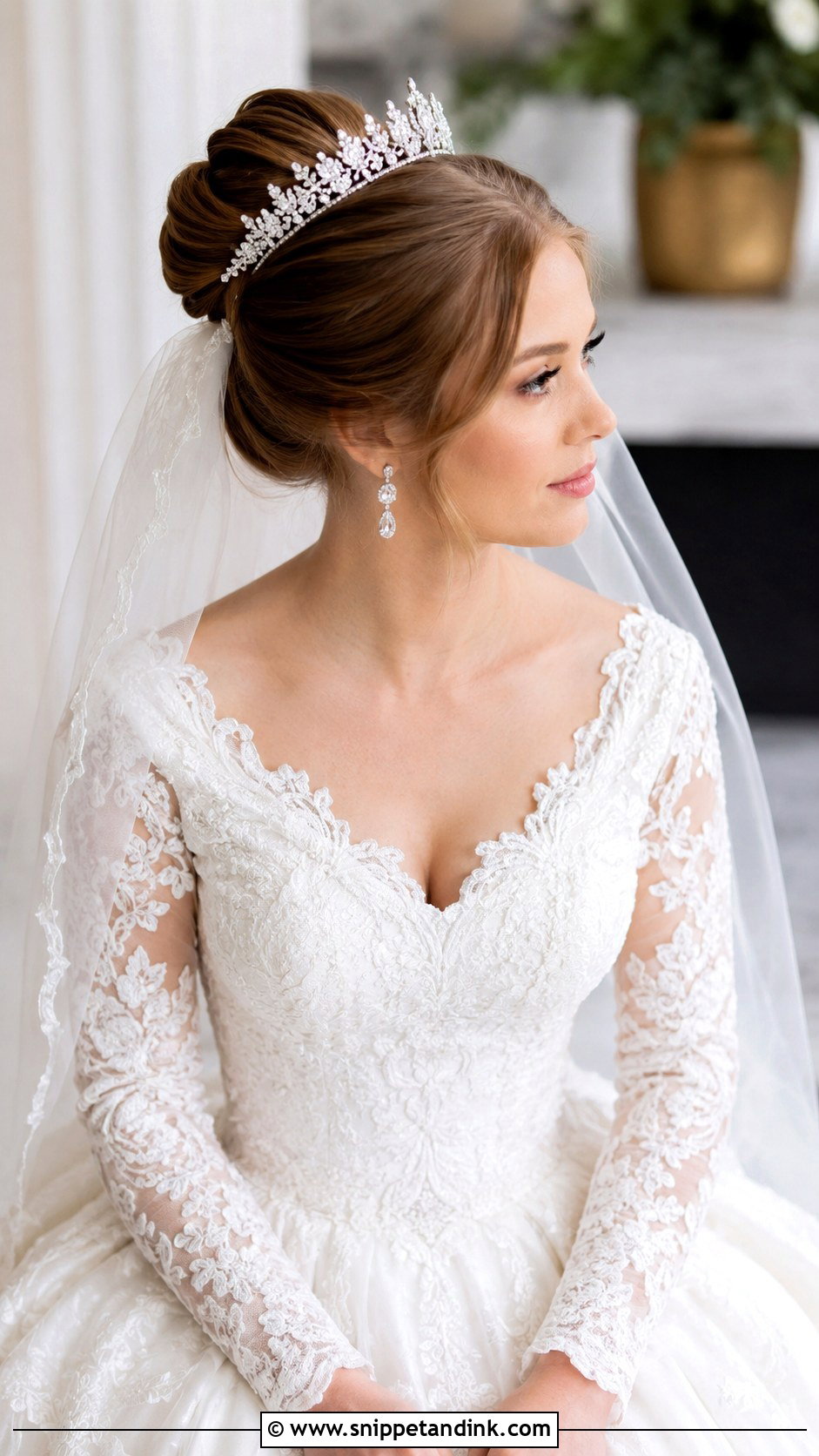 Bridal Updo With Veil and Tiara - Snippet and Ink - 20 Wedding Bride Updo Hairstyles