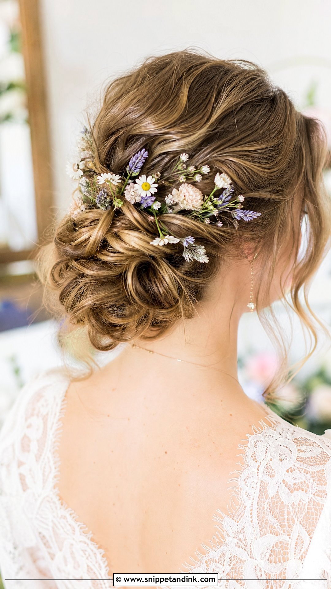 Bridal Updo With Wildflowers - Snippet and Ink - 15 Bridal Updo with Flowers Ideas