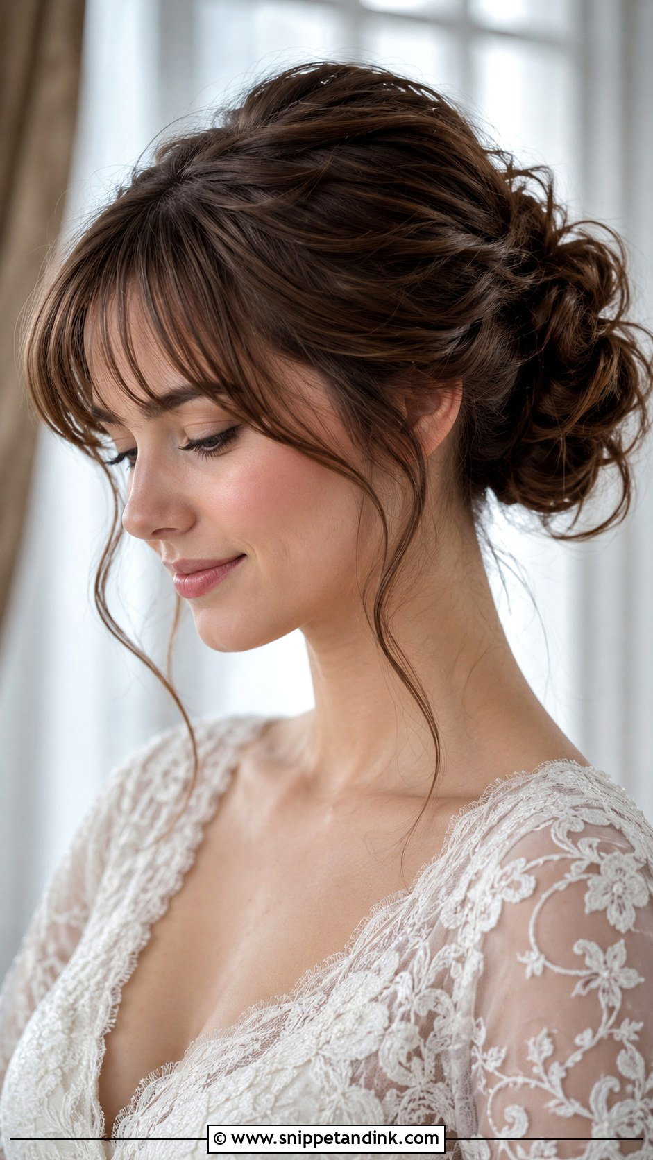 Bridal Updo With Wispy Bangs - Snippet and Ink - 20 Bridal Hairstyle with Bangs