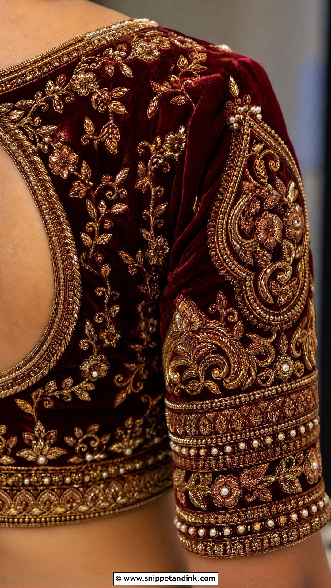 Bridal Velvet Aari Work Blouse - Snippet and Ink - 25 Bridal Aari Work Ideas