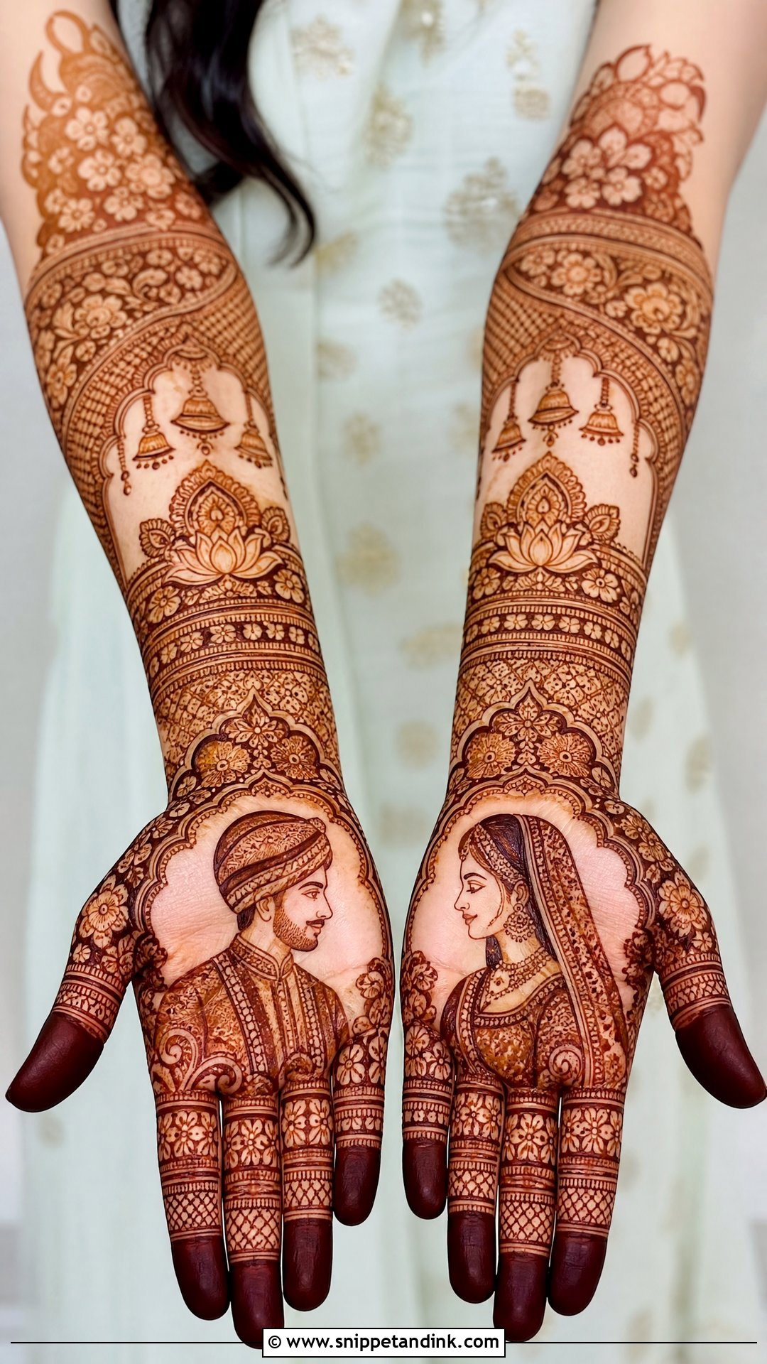 Bridal Wedding Henna With Bride And Groom Art - Snippet and Ink - 30 Wedding Henna Designs