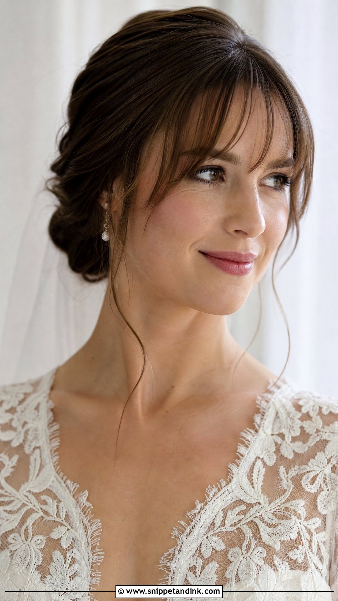 Bridal Wispy Fringe Chignon - Snippet and Ink - 15 Bridal Hair Fringe Ideas