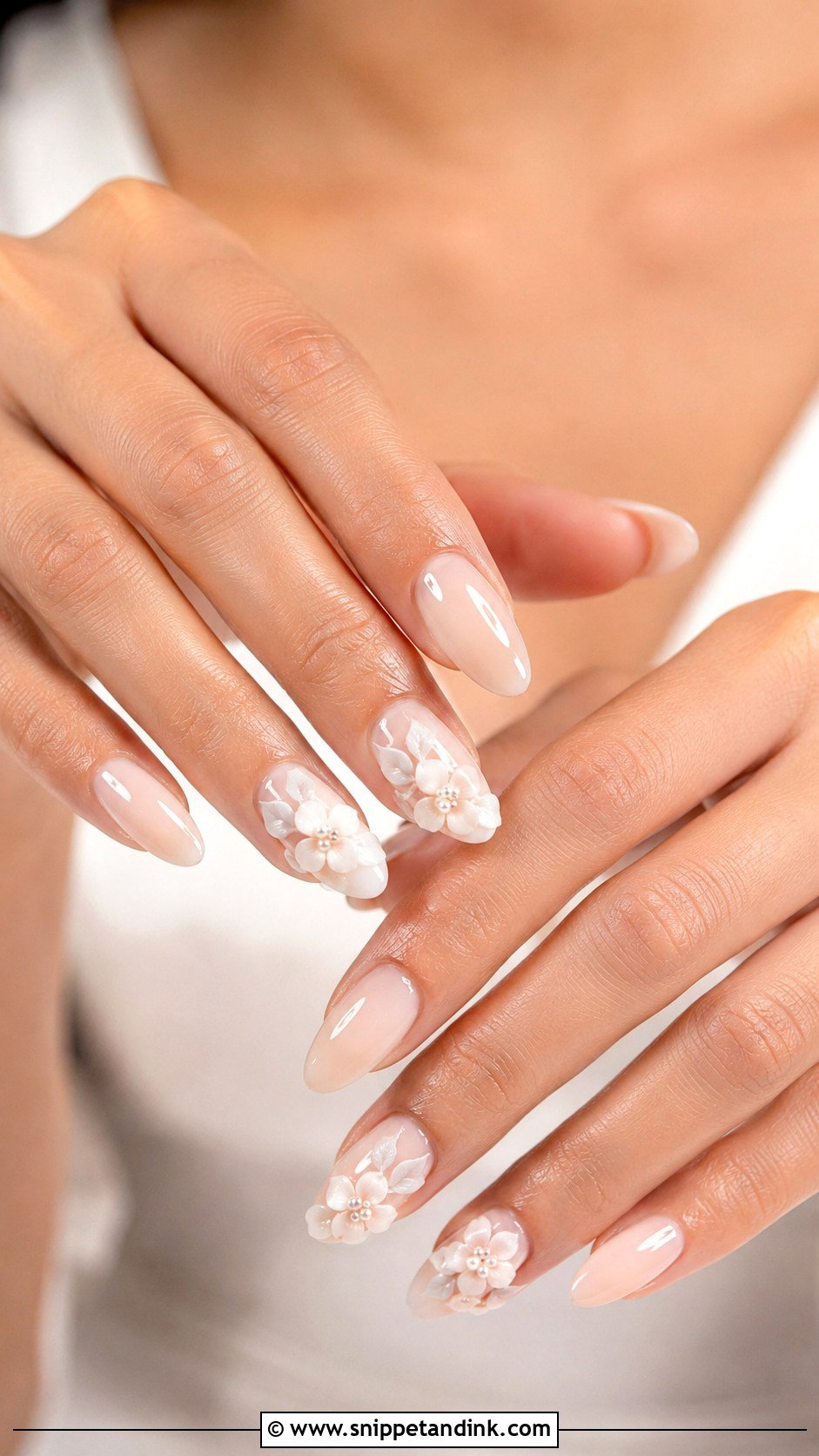 Bride 3D Flower Nails - Snippet and Ink - 20 Nail Art Design for Bride Ideas