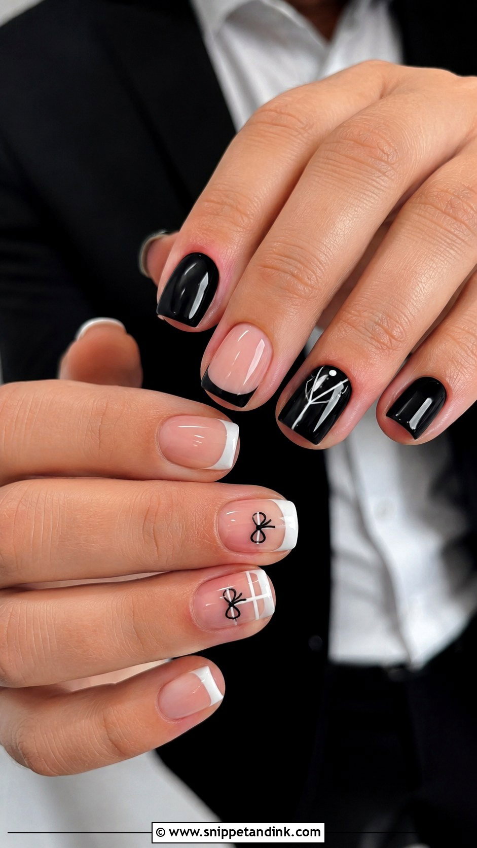 Bride And Groom Black And White Nails - Snippet and Ink - 20 Bride and Groom Nail Art Ideas