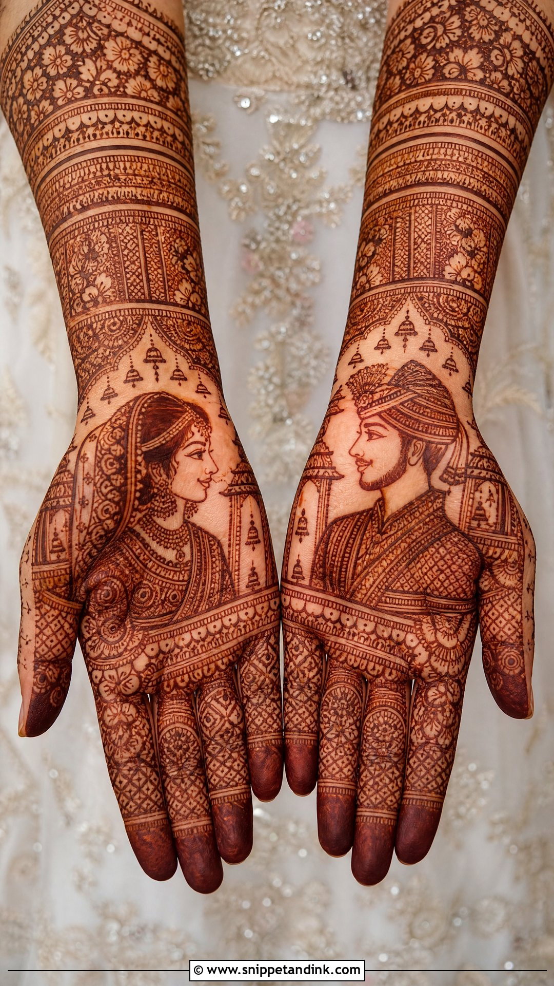 Bride And Groom Bridal Mehndi Design - Snippet and Ink - 30 Unique Bridal Mehndi Designs 2025