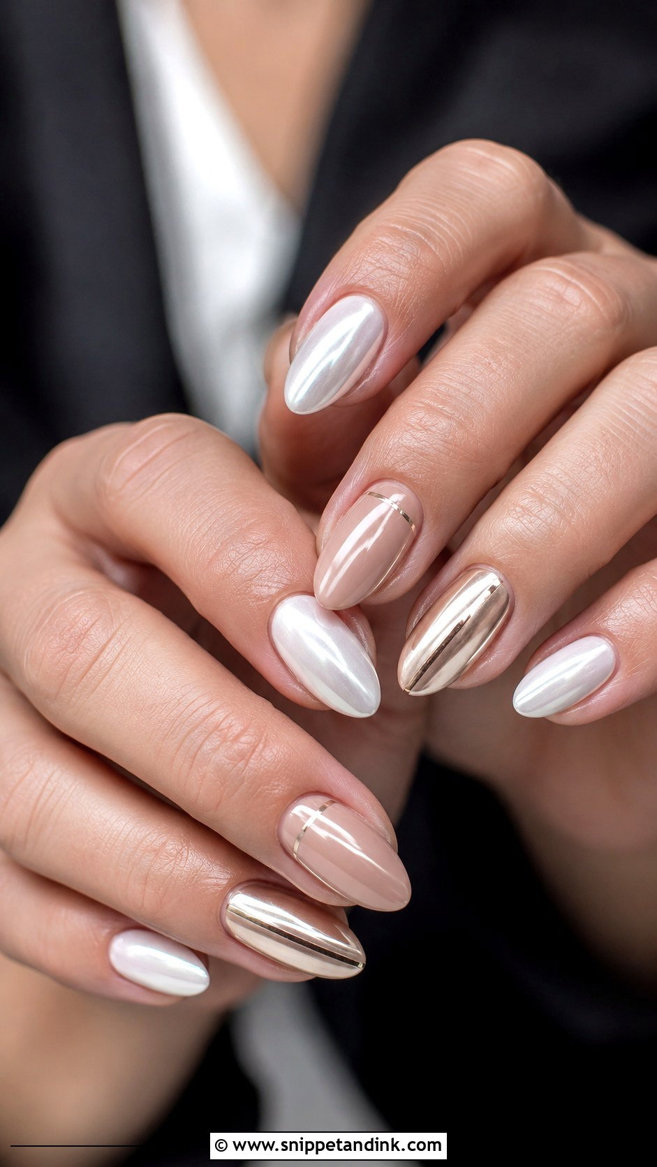 Bride And Groom Chrome Nails - Snippet and Ink - 20 Bride and Groom Nail Art Ideas