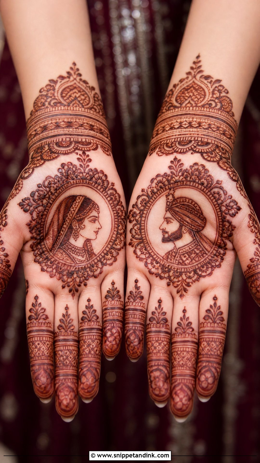 Bride And Groom Face Mehndi Design - Snippet and Ink - 25 Groom Face Mehndi Designs