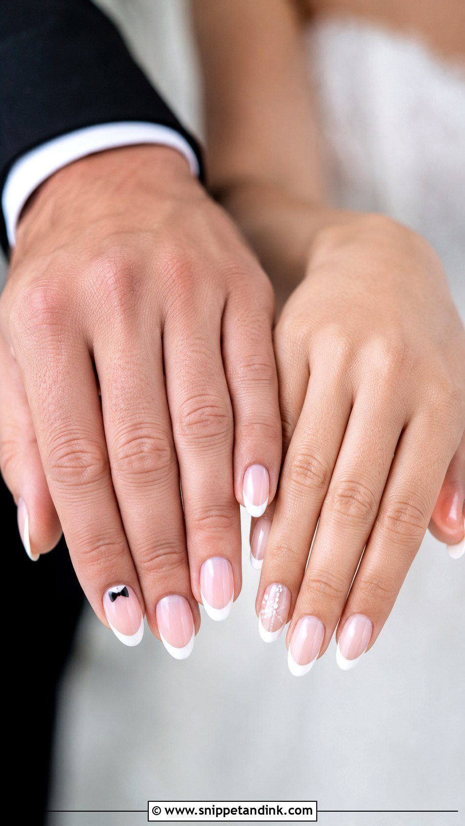Bride And Groom French Tip Nails - Snippet and Ink - 20 Bride and Groom Nail Art Ideas