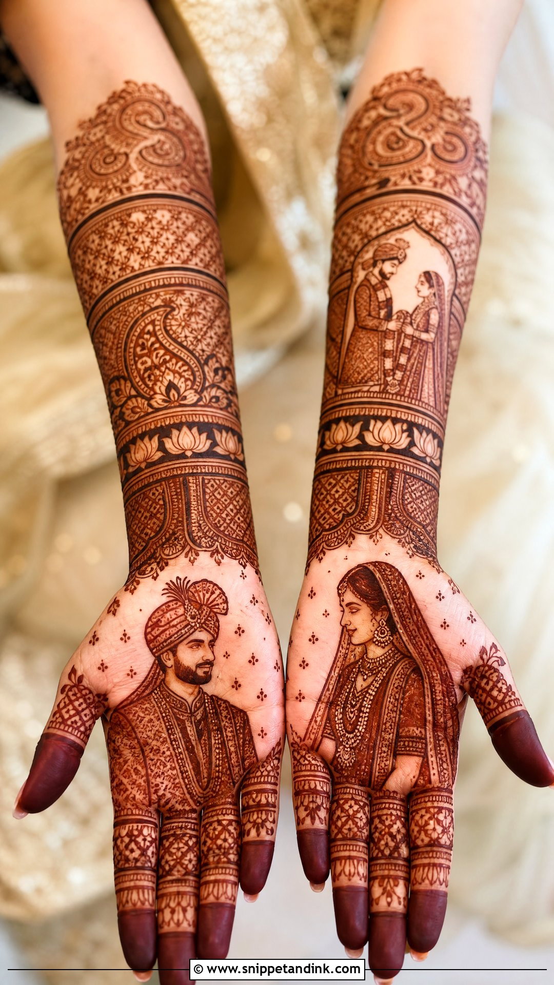 Bride And Groom Front Hand Mehndi - Snippet and Ink - 20 Bride and Groom Mehndi Design Ideas