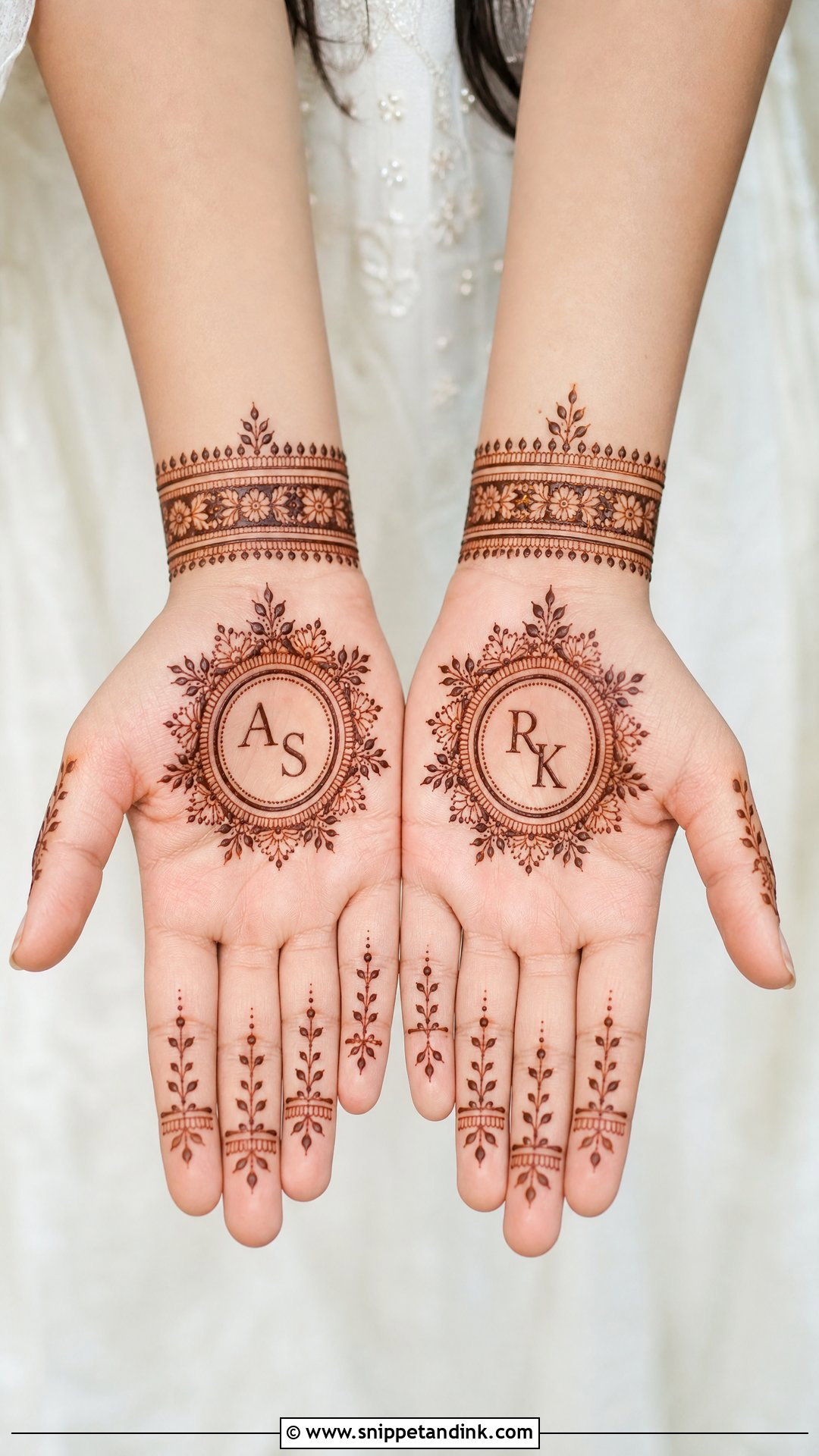Bride And Groom Initials Mehndi - Snippet and Ink - 20 Bride and Groom Mehndi Design Ideas