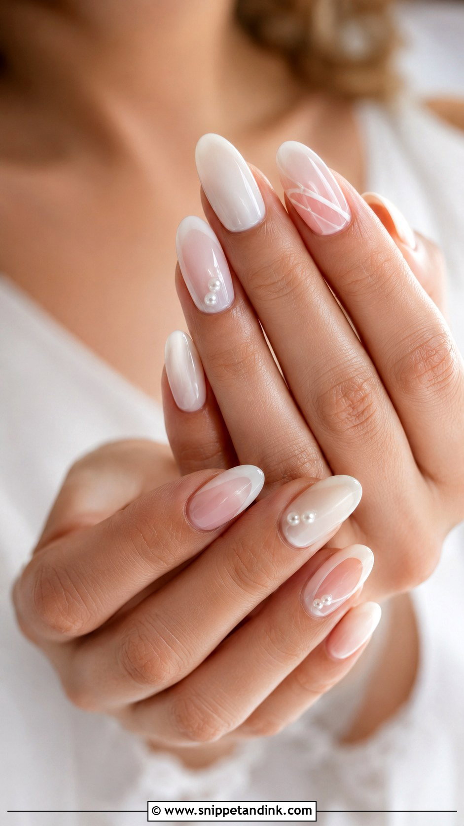 Bride And Groom Milky White Nails - Snippet and Ink - 20 Bride and Groom Nail Art Ideas
