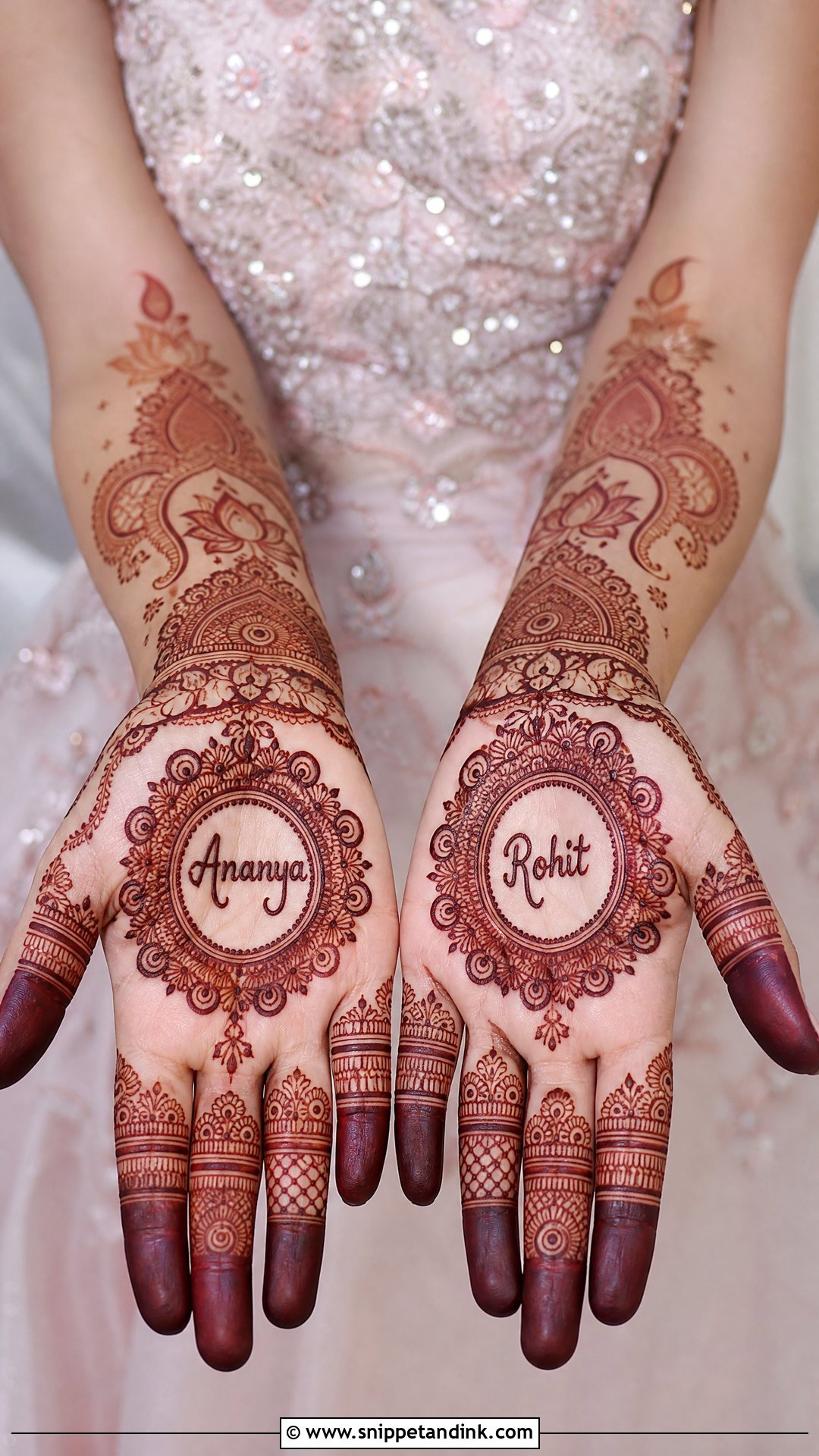 Bride And Groom Name Mehndi Design - Snippet and Ink - 20 Bridal Name Mehndi Designs