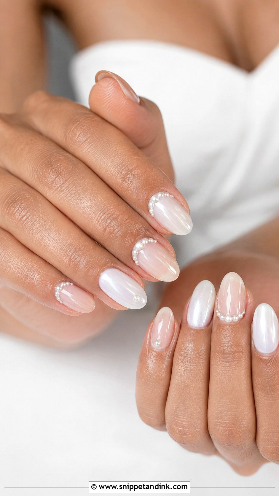 Bride And Groom Pearl Nails - Snippet and Ink - 20 Bride and Groom Nail Art Ideas