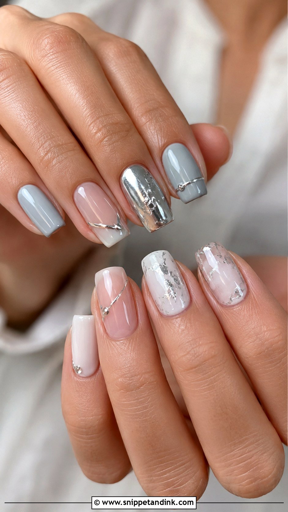Bride And Groom Silver Accent Nails - Snippet and Ink - 20 Bride and Groom Nail Art Ideas