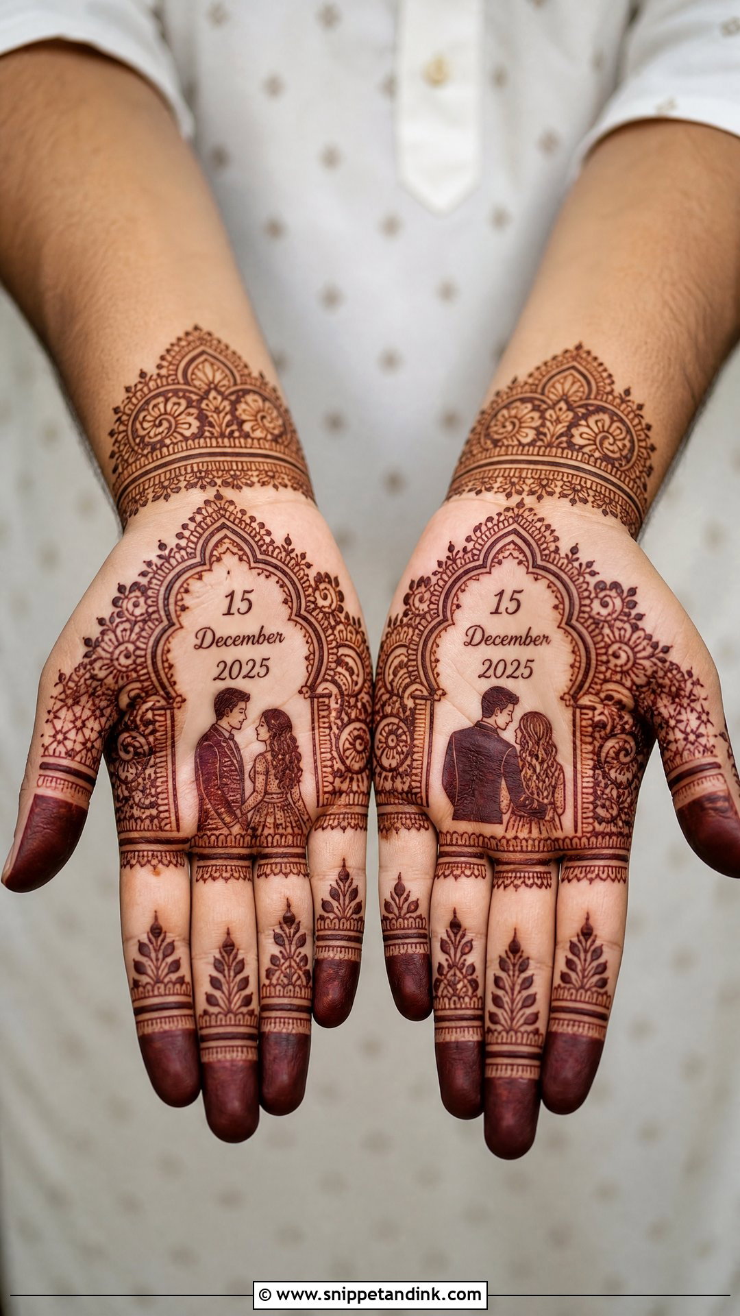 Bride And Groom Wedding Date Mehndi - Snippet and Ink - 20 Bride and Groom Mehndi Design Ideas