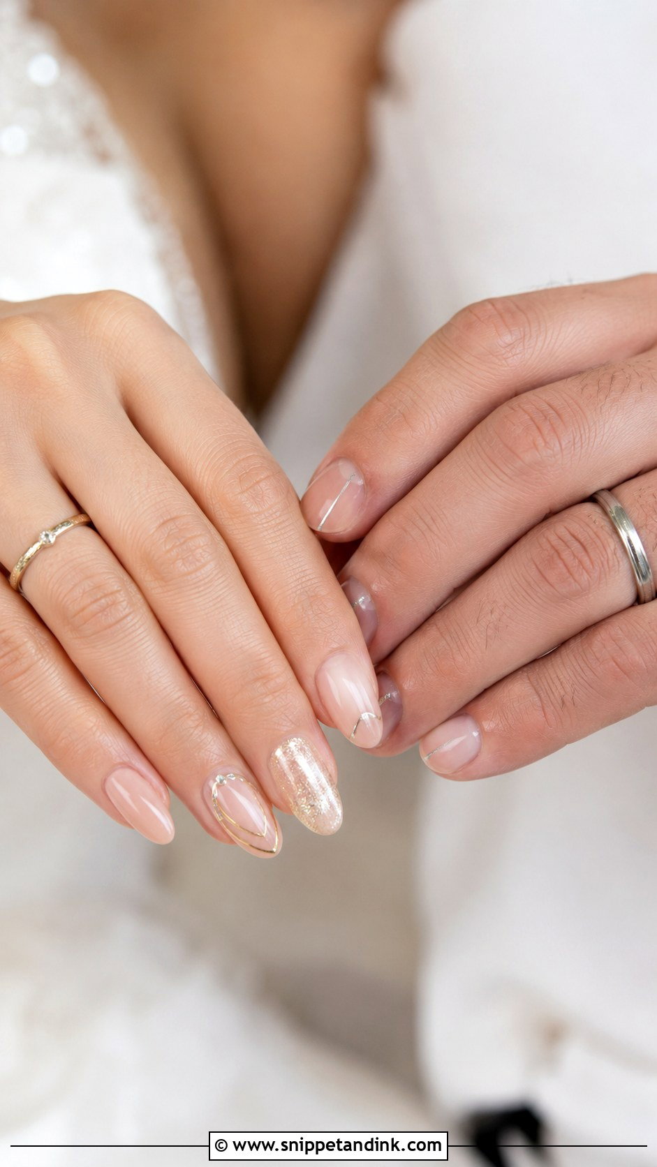 Bride And Groom Wedding Ring Nails - Snippet and Ink - 20 Bride and Groom Nail Art Ideas