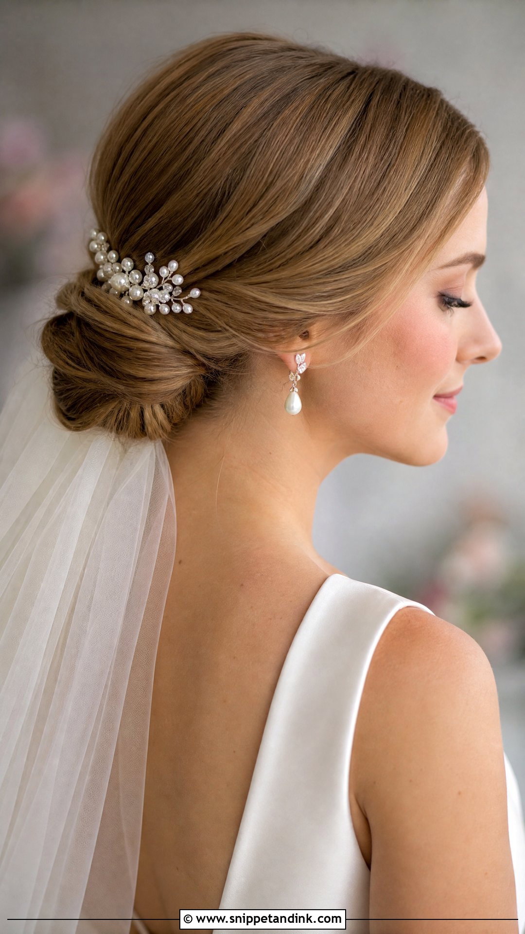 Bride Chignon With Pearl Comb - Snippet and Ink - 15 Bride Hairstyles with Pearls